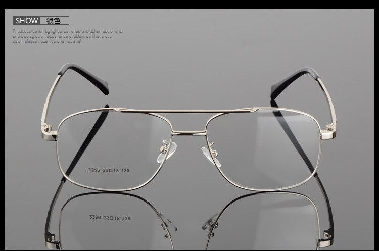 Bclear Men's Full Rim Big Square Double Bridge Alloy Eyeglasses S2256 - Stylish Reading Glasses for Work & Everyday Use