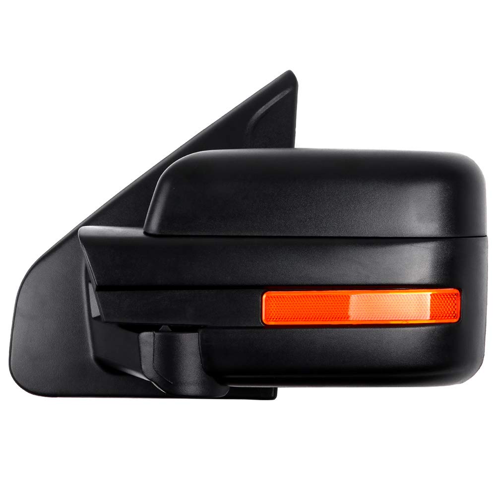 CCiyu Power-Adjusted Heated Towing Mirrors with Turn Signal & Puddle Light - Compatible with 2004-2014 Ford F-150 Series Trucks (LH Left & RH Right, Black) - Perfect for Enhanced Visibility & Safety While Towing or Night Driving