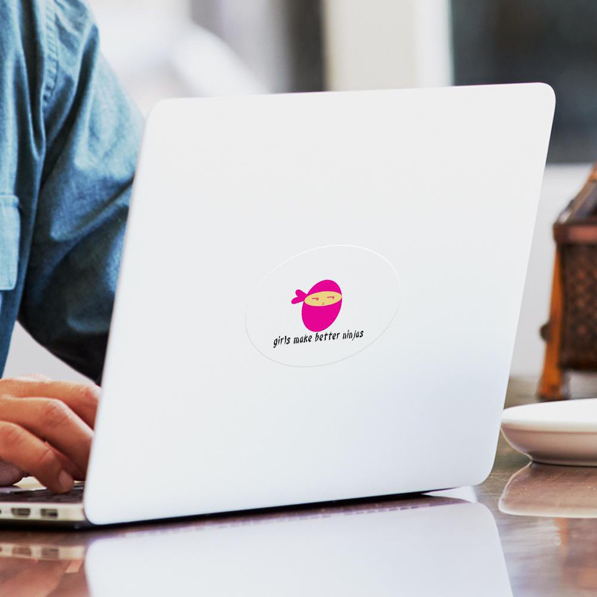 Girls Make Better Ninjas Oval Sticker - Funny Car Bumper Decal for Women & Girls - Perfect for Laptops, Water Bottles, Notebooks & Car Windows