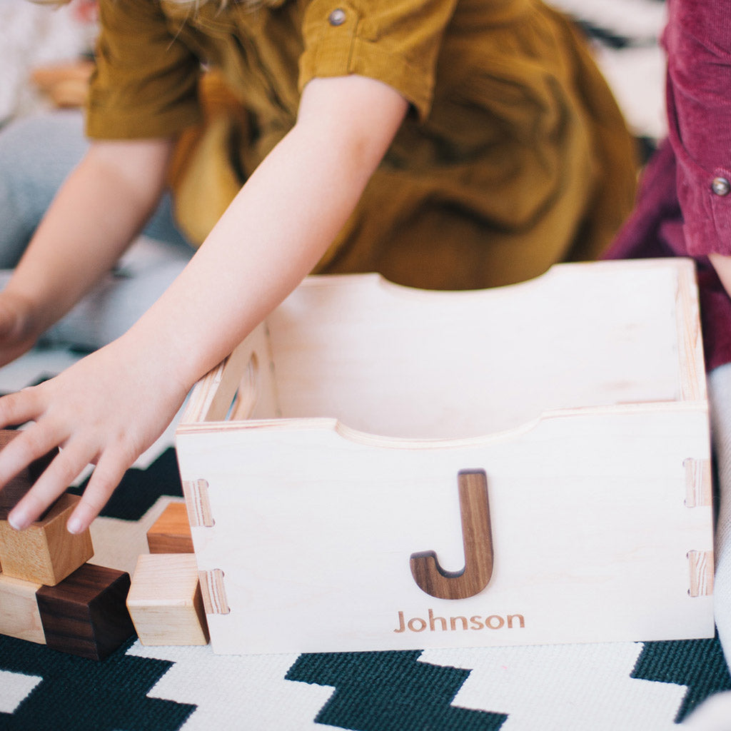 Wooden Toy Storage Crate - Organize Kids' Building Blocks & Playroom Toys - Perfect for Montessori Classrooms & Home Play Areas