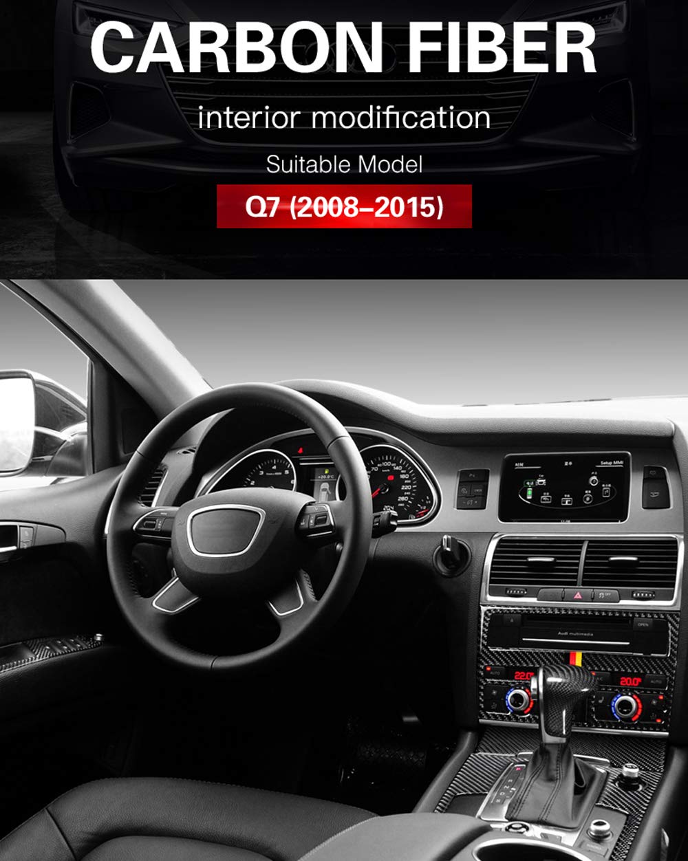 Carbon Fiber Car Interior Accessories - Center Control CD Panel Stickers & Decals for Car Styling | Upgrade Your Vehicle Interior for a Sporty Look