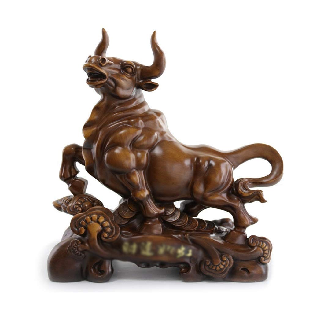 JYDQM Resin Zodiac Ox Statue - Chinese New Year Home Decor, Office Table Ornament for Good Luck & Prosperity | Perfect for Living Room, Desk, Feng Shui Gifts