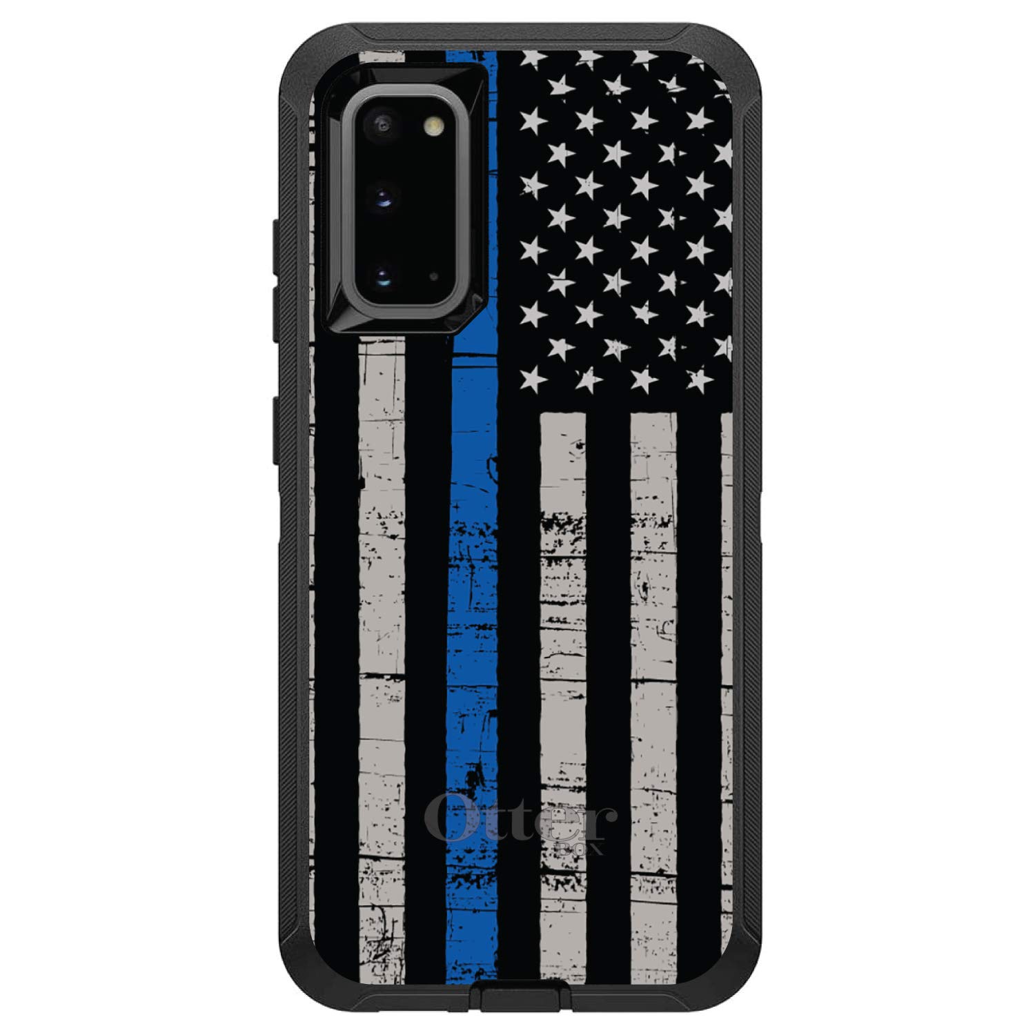 DistinctInk Protective Case for Samsung Galaxy S20 Ultra & S20 Ultra 5G (6.9 Inch) - Slim Thin Blue Line American Flag Design - Durable Replacement for OtterBox Defender - Show Support for Police & First Responders - Perfect for Everyday Use, Work & Outdoor Activities