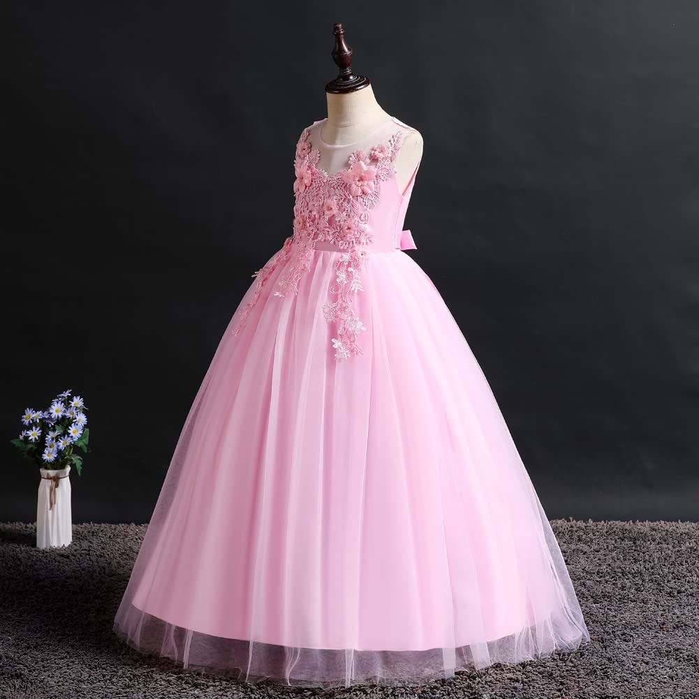 Flower Girl Dress Sleeveless Lace Floor Length Gown - Perfect for Weddings, Bridesmaid Parties, Pageants, First Communion & Boho Dance Events