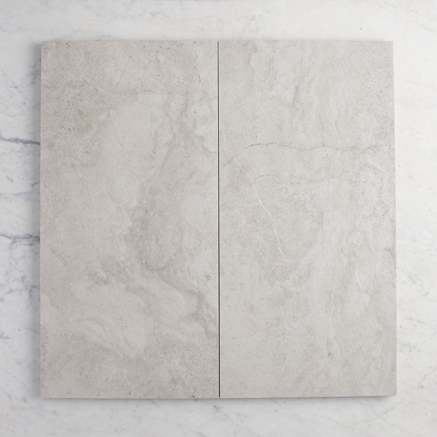 Byron Travertine Look Grey Matte Porcelain Tile - Premium Flooring for Kitchen, Bathroom & Living Room - Durable & Stylish Home Decor