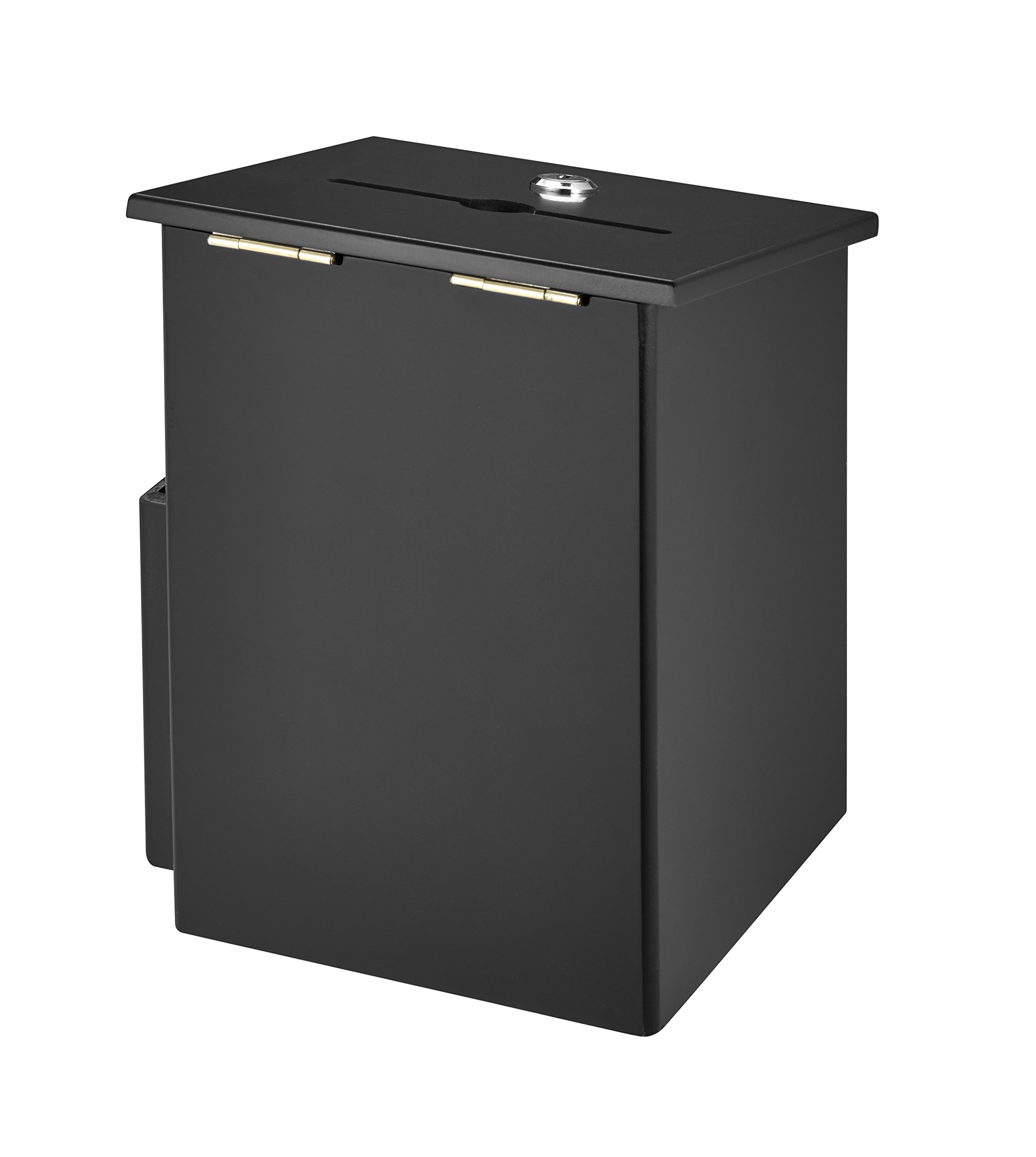 AdirOffice Lockable Wooden Suggestion Box with Chain & Pen - Wall Mountable Donation Box for Office, School, Church - Secure Collection Box for Ballots, Keys, Feedback (Black) - Perfect for Employee Suggestions, Charity Donations & Secure Voting