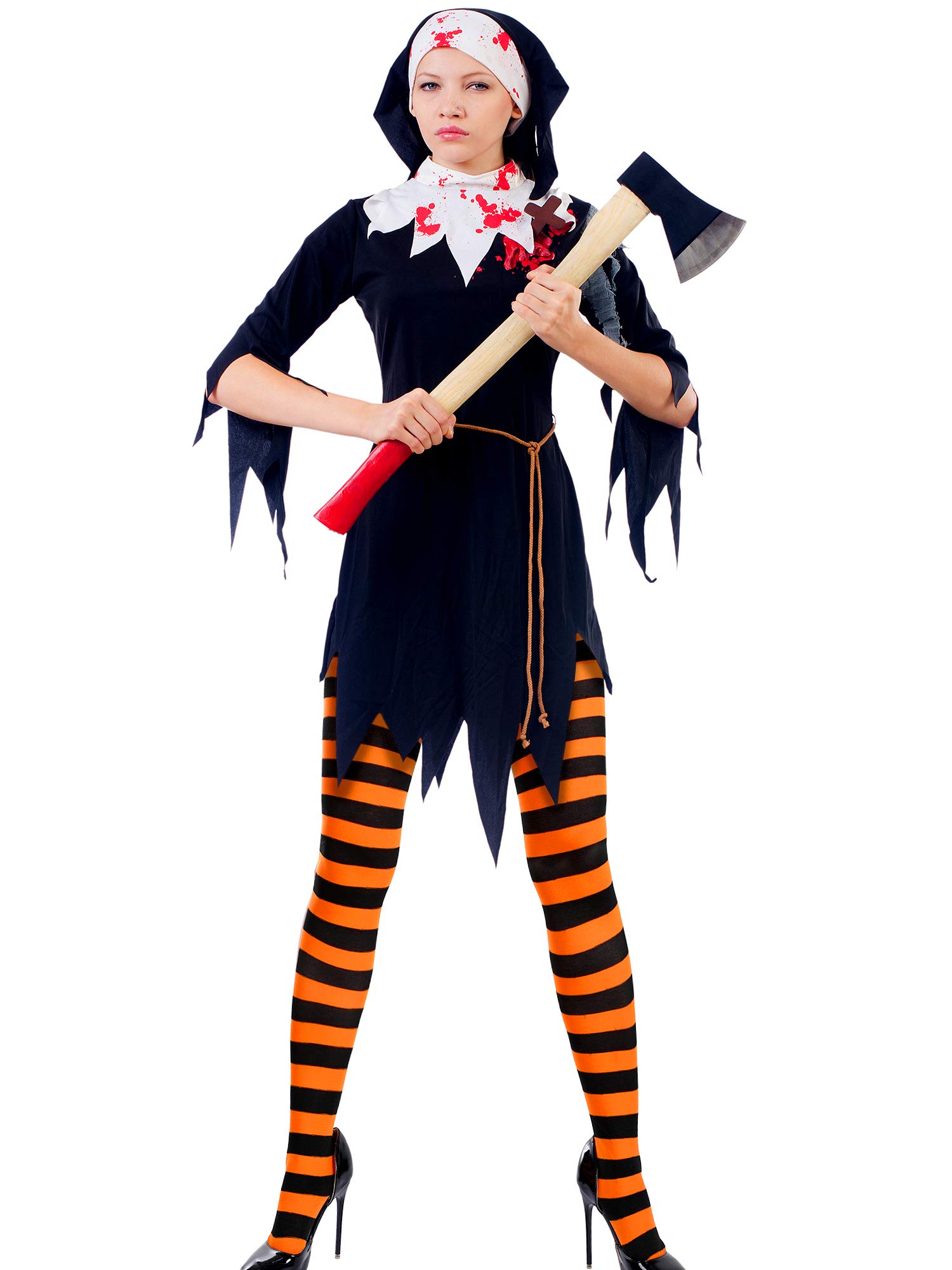 Blulu 3-Pack Women's Halloween Striped Tights - Witch Costume Leggings & High Socks for Cosplay, Parties, and Festive Celebrations | Perfect for Halloween Outfits, Themed Events, and Costume Accessories