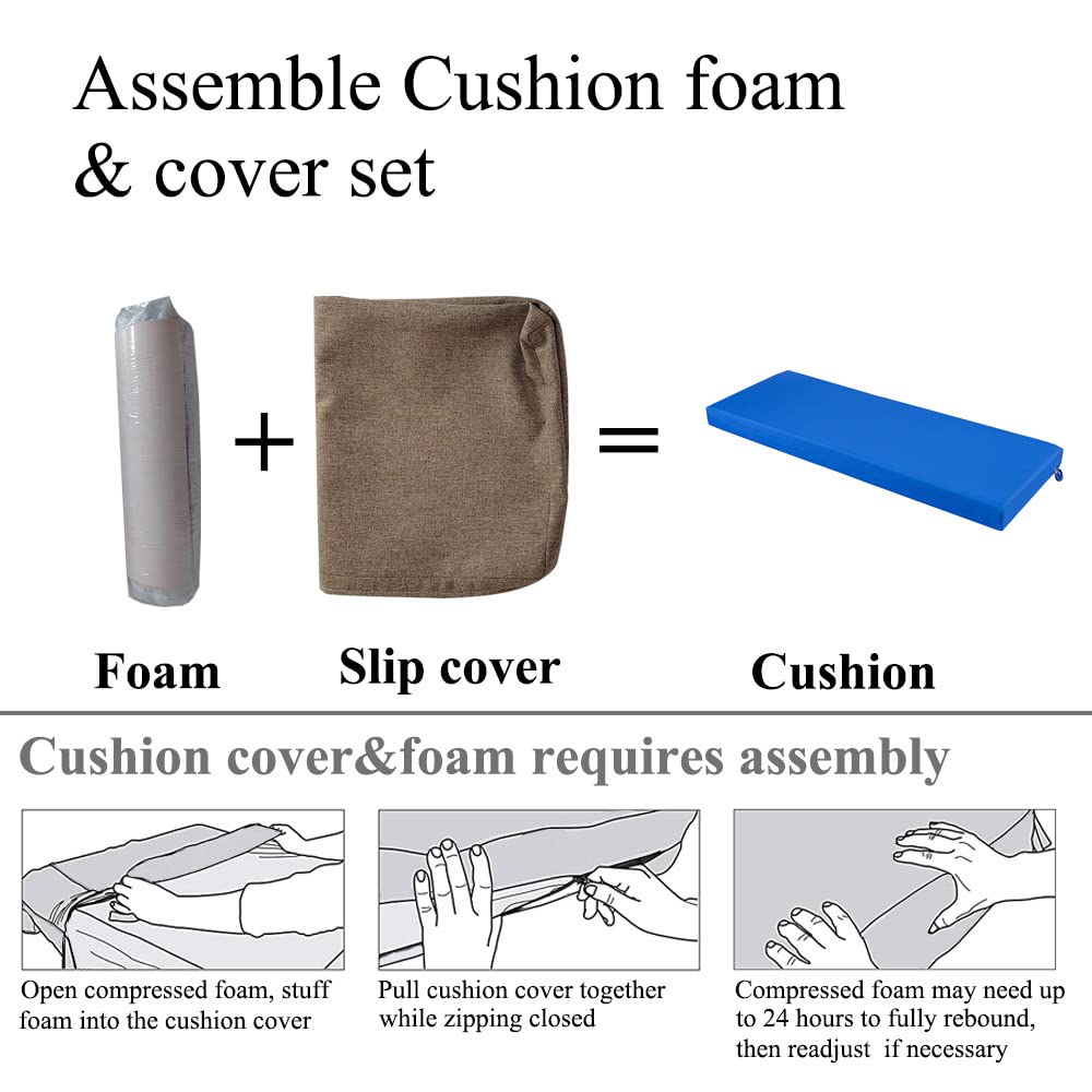 Waterproof Outdoor Bench Cushion 36x18 Inch - All-Weather Patio Furniture Cushion for Porch Swing, Garden Seat & Settee | UV Resistant & Quick-Dry | Perfect for Backyard, Deck & Poolside Relaxation (Blue)