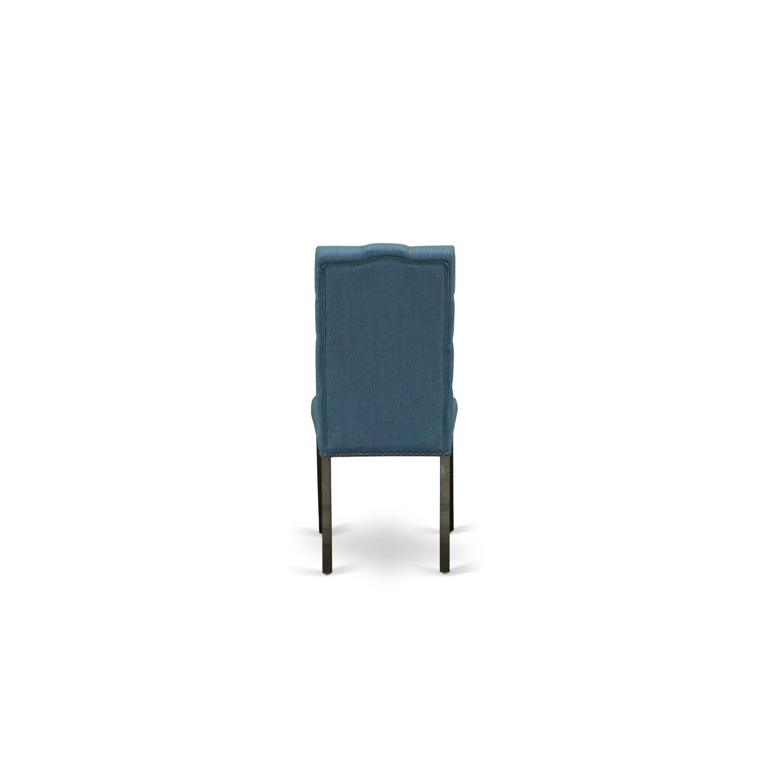 East West Furniture 5-Piece Kitchen Table Set for 4 - 40x72 Inch Rectangle Dining Table with V-Legs & 4 Blue Linen Upholstered Chairs, Multi-Color | Perfect for Small Dining Rooms, Breakfast Nooks & Cozy Family Meals