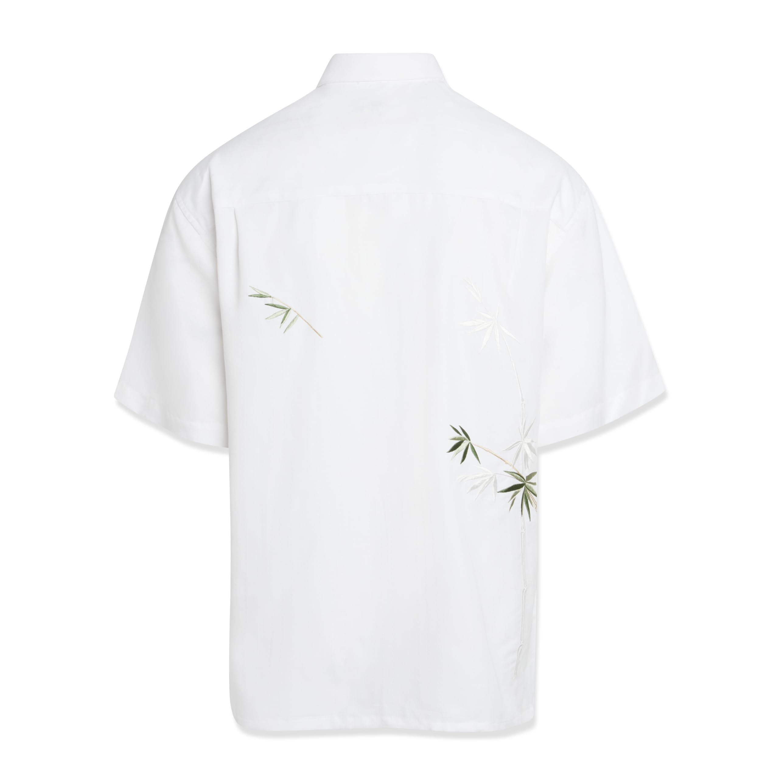 Bamboo Cay Men's Short Sleeve Casual Shirt - Embroidered Woven Flying Bamboo Design - Perfect for Summer Outings, Beach Vacations & Casual Wear