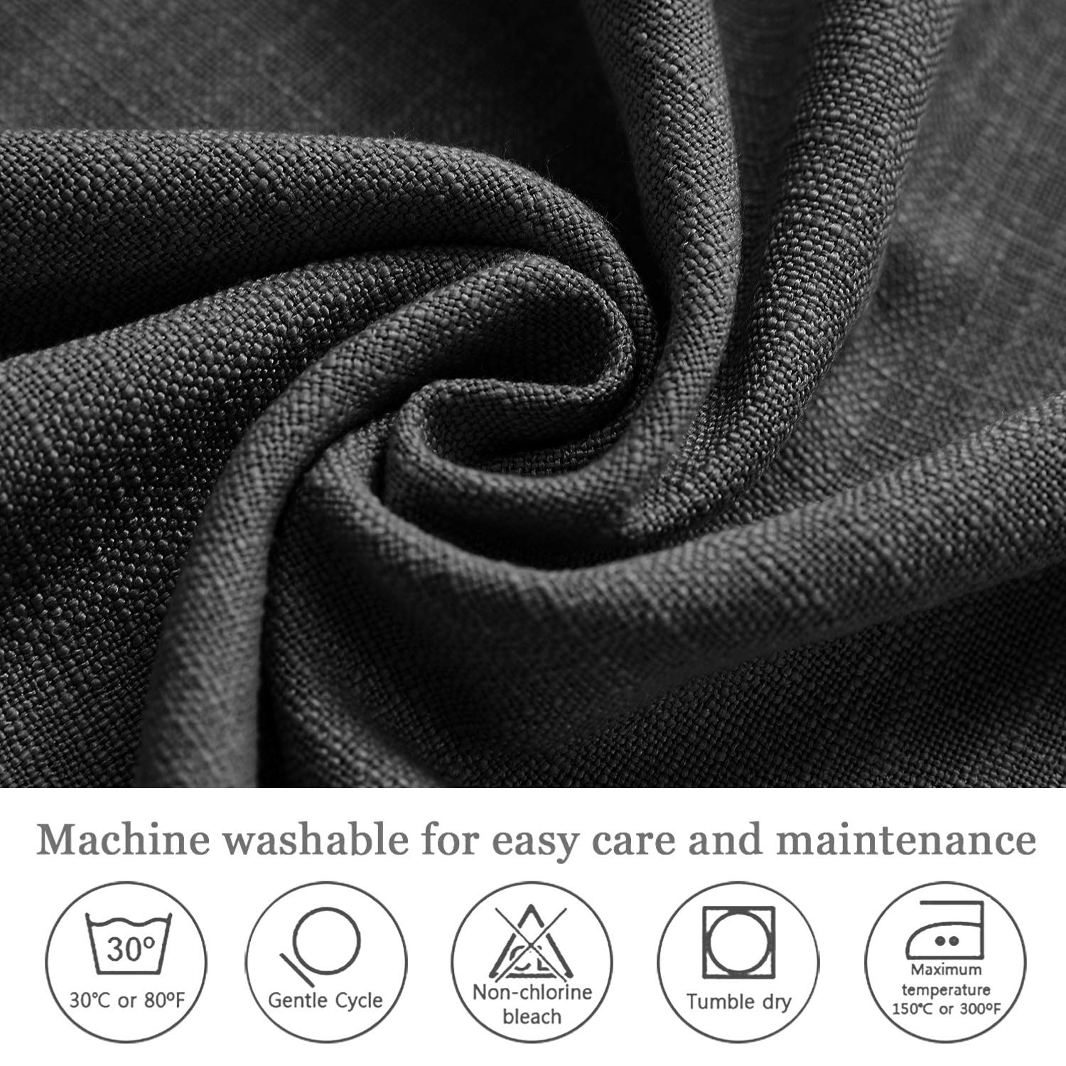 Frelement Extra Wide Breathable Faux Linen Blackout Curtains - Noise Reducing Thermal Insulated Drapes with 4 Hanging Methods, 120