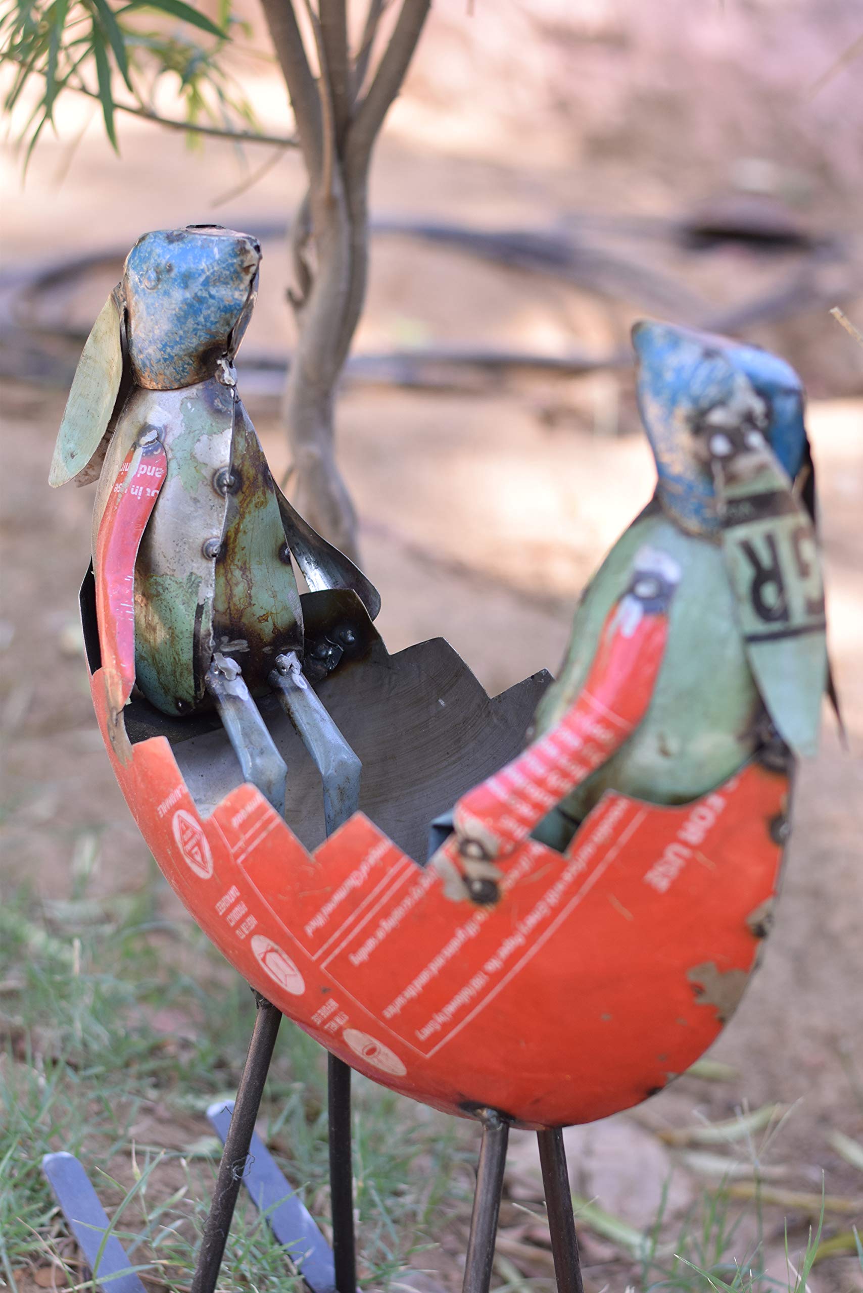 Handcrafted Recycled Iron Rocking Rabbit Easter Decor - Unique Collectible Figurine for Home, Office & Garden - Perfect for Christmas, Halloween & Easter Party Decorations - Ideal Gift for Animal Lovers & Home Decor Enthusiasts