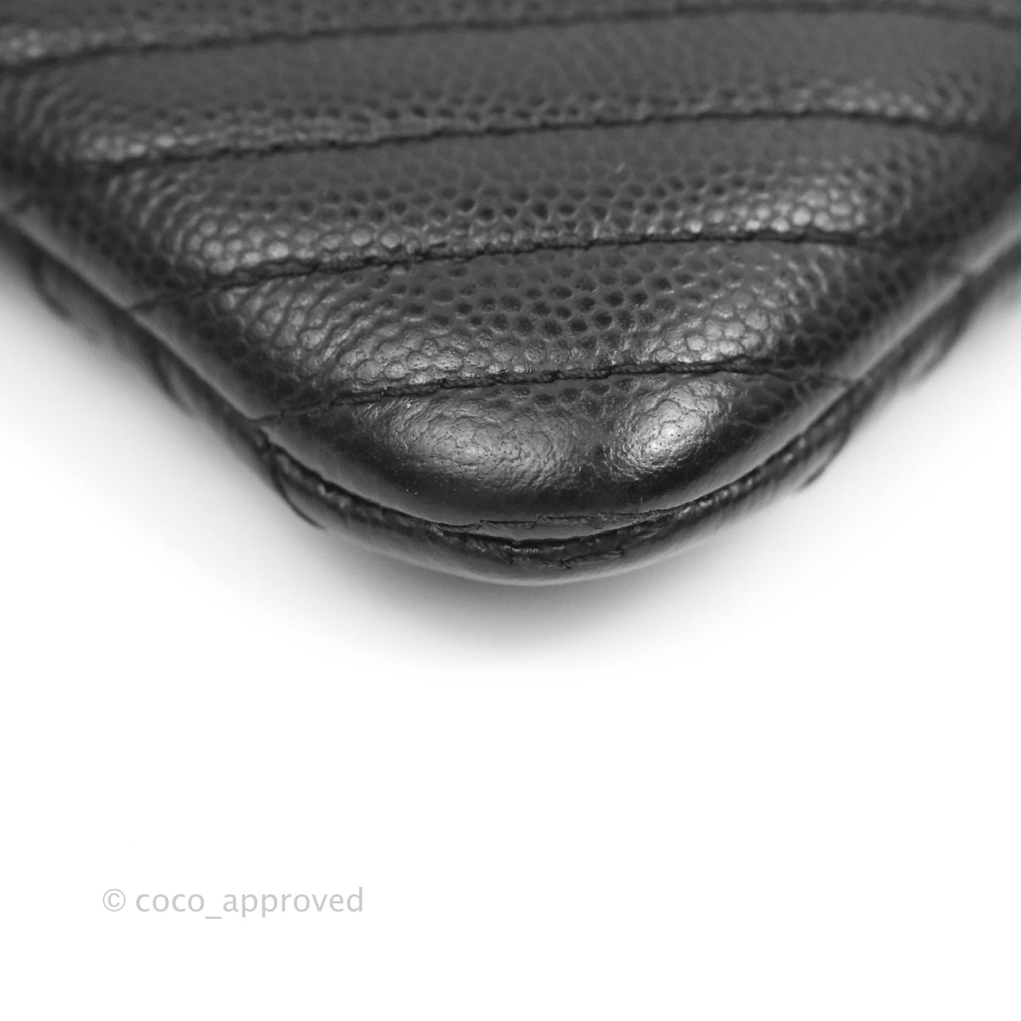 Chanel Chevron Mini O Case Black Caviar Leather with Silver Hardware - Luxury Crossbody Bag for Women, Perfect for Evening Out & Special Occasions