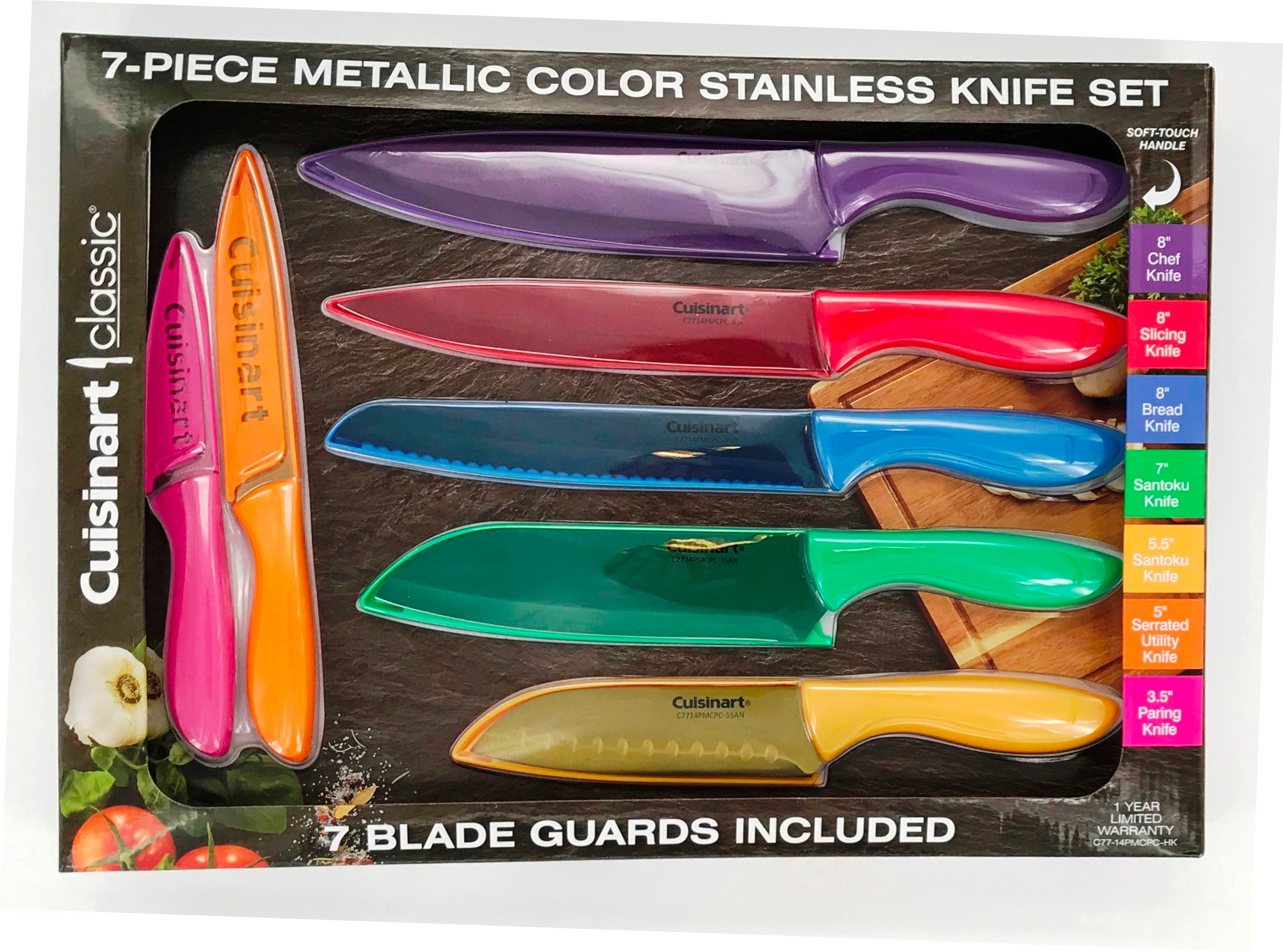Cuisinart C77 14PMCPC HK 7-Piece Stainless Steel Knife Set - Professional Kitchen Cutlery for Chopping, Slicing & Dicing - Perfect for Home Chefs & Cooking Enthusiasts