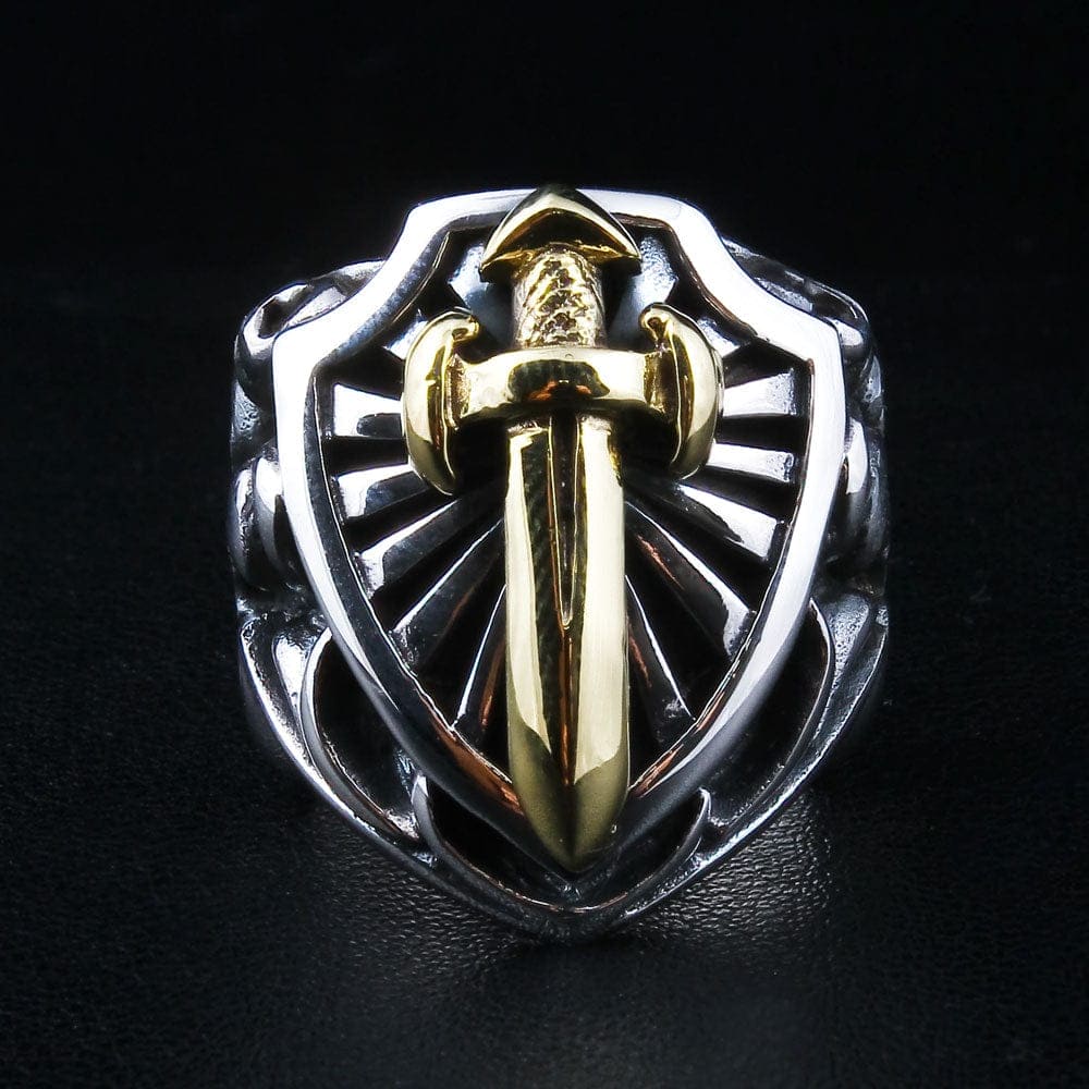 925 Sterling Silver Gold Plated Heavy Men's Biker Ring - Gothic Punk Jewelry for Motorcycle Riders & Rock Fashion Enthusiasts - Perfect for Biker Gangs, Concerts & Edgy Style Statements