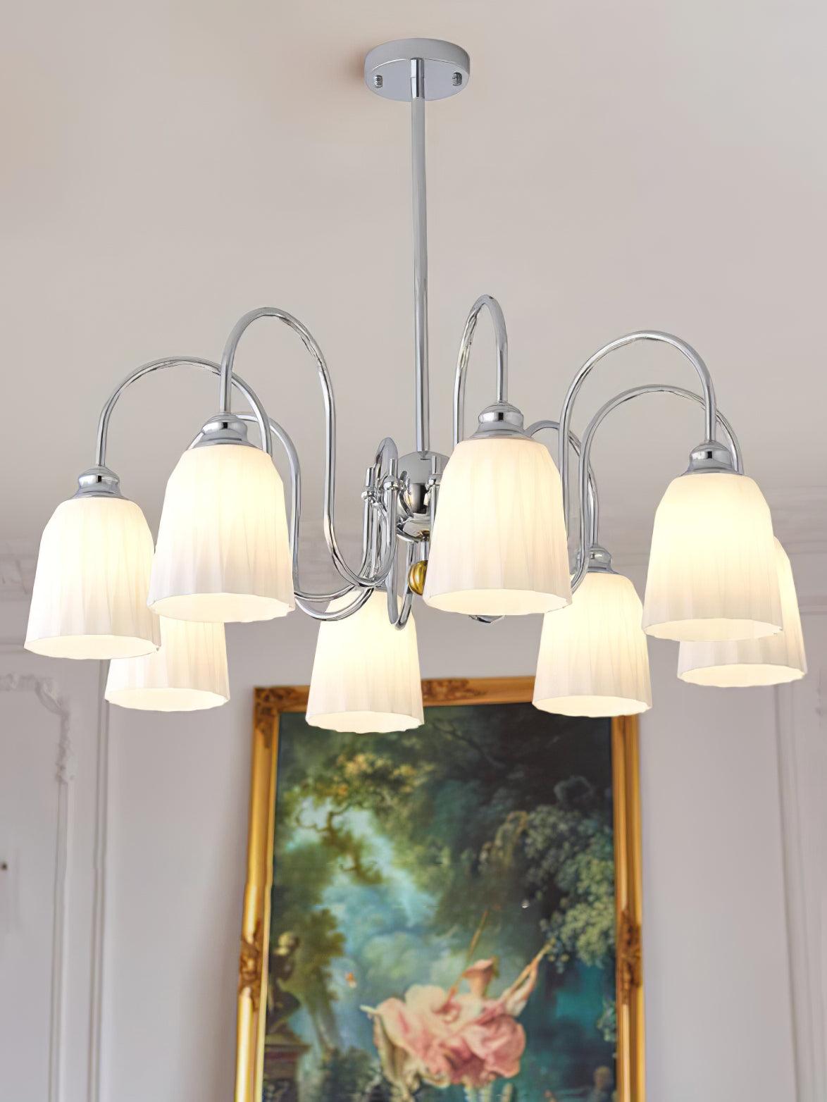 Bauhaus Style Pleated Chandelier - Modern Geometric Pendant Light for Dining Room, Living Room & Bedroom - Elegant Home Decor Lighting Fixture