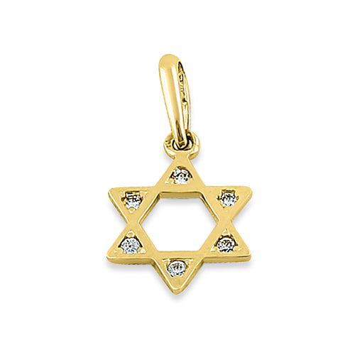 14K Solid Yellow Gold Star of David CZ Pendant Necklace - Elegant Jewish Jewelry Gift for Women & Men - Perfect for Hanukkah, Bar Mitzvah & Everyday Wear