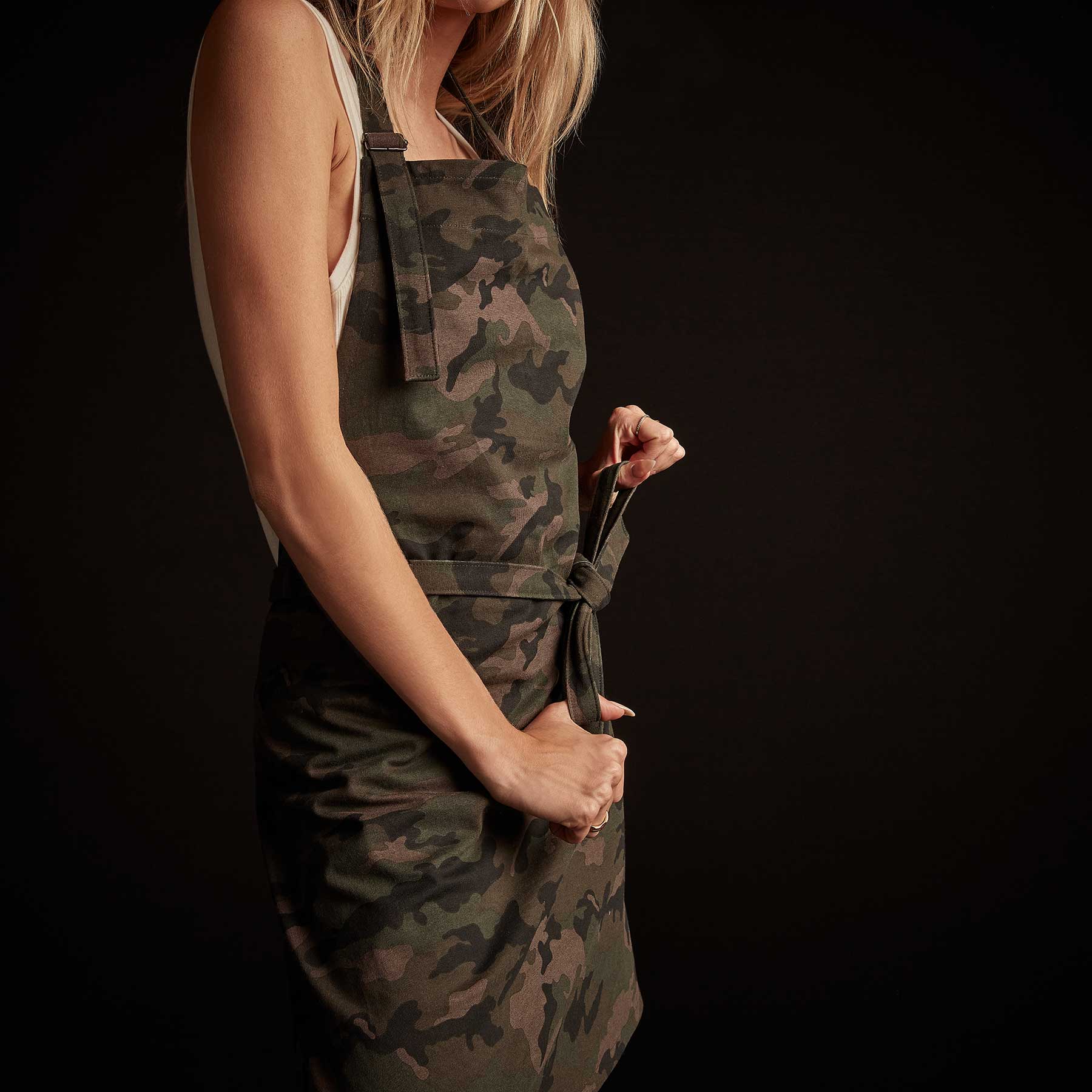 Heavy Duty Camo Chef Apron - Forest Camo Design for Cooking, Grilling & BBQ - Professional Kitchen & Outdoor Cooking Apparel