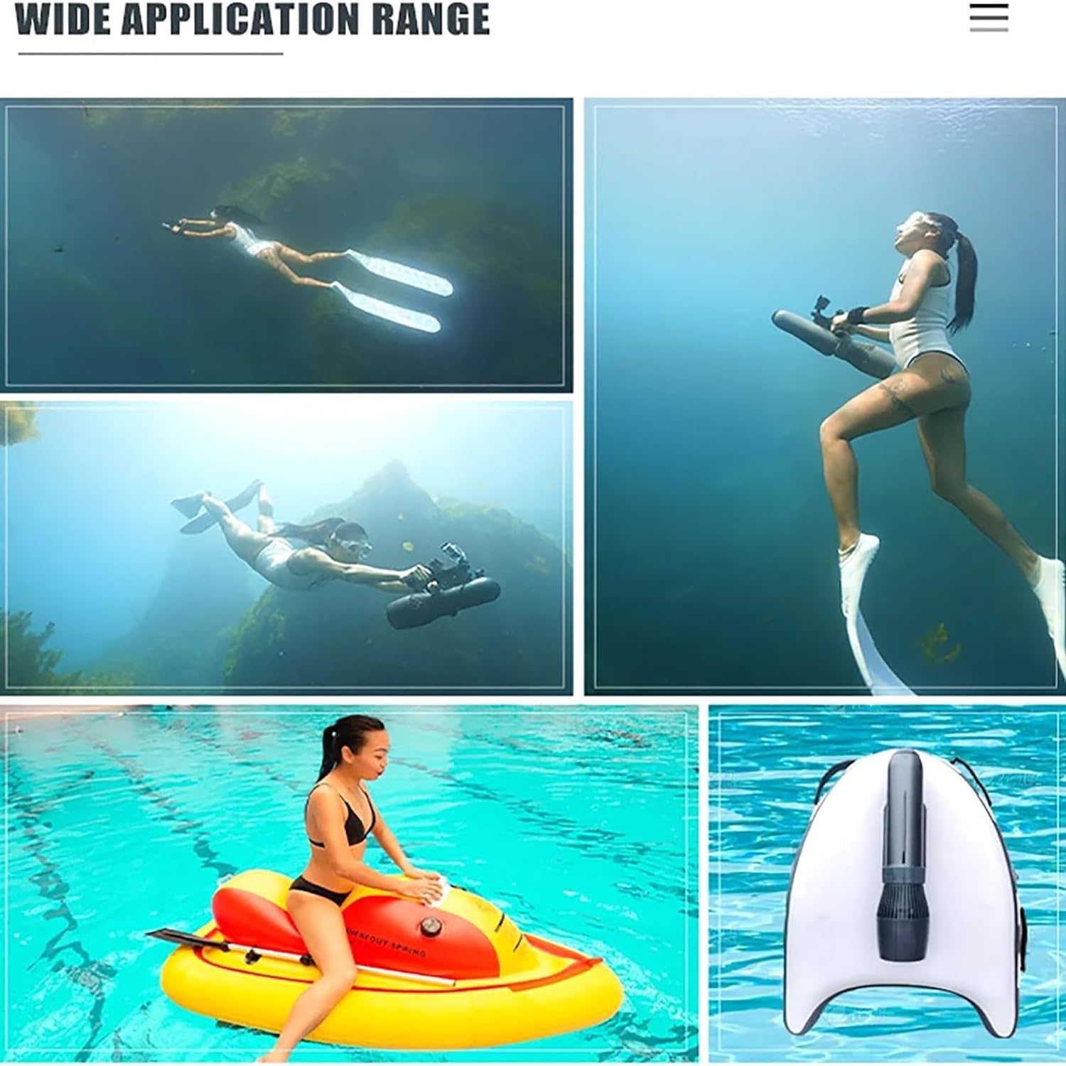 BAOSHIDAER 130mins Brushless Underwater Scooter - 10Km/h Electric Diving Thruster for Kayaking, Snorkeling & Water Sports | Portable Sea Scooter for Inflatable Boats & Paddle Boards (10000mAh Battery with Handle) - Perfect for Ocean Adventures, Pool Fun & Family Water Activities