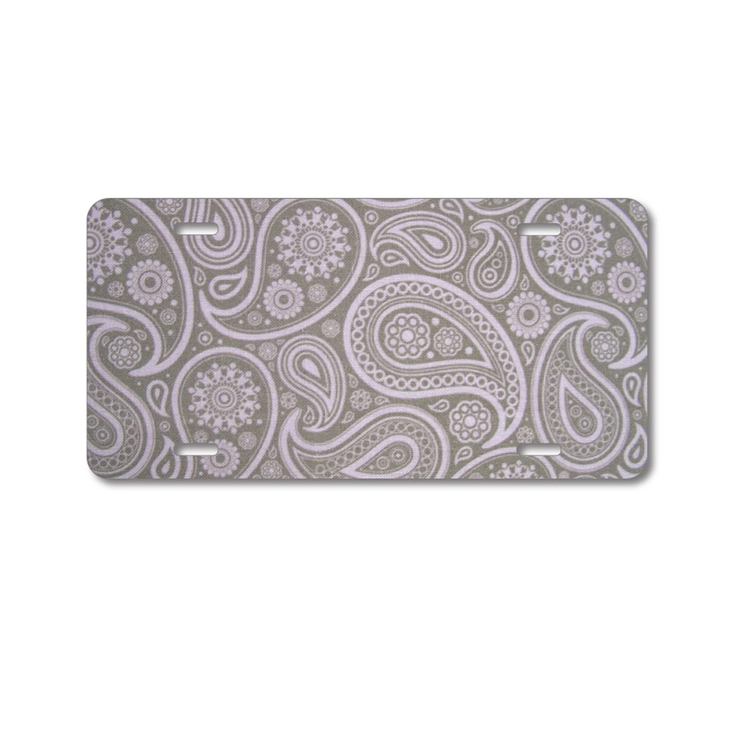Custom Aluminum Vanity License Plate for Cars - Personalized Grey Black Paisley Design | Front Bumper Decorative Plate for Vehicles, Trucks & SUVs | Perfect Gift for Car Enthusiasts & Auto Lovers