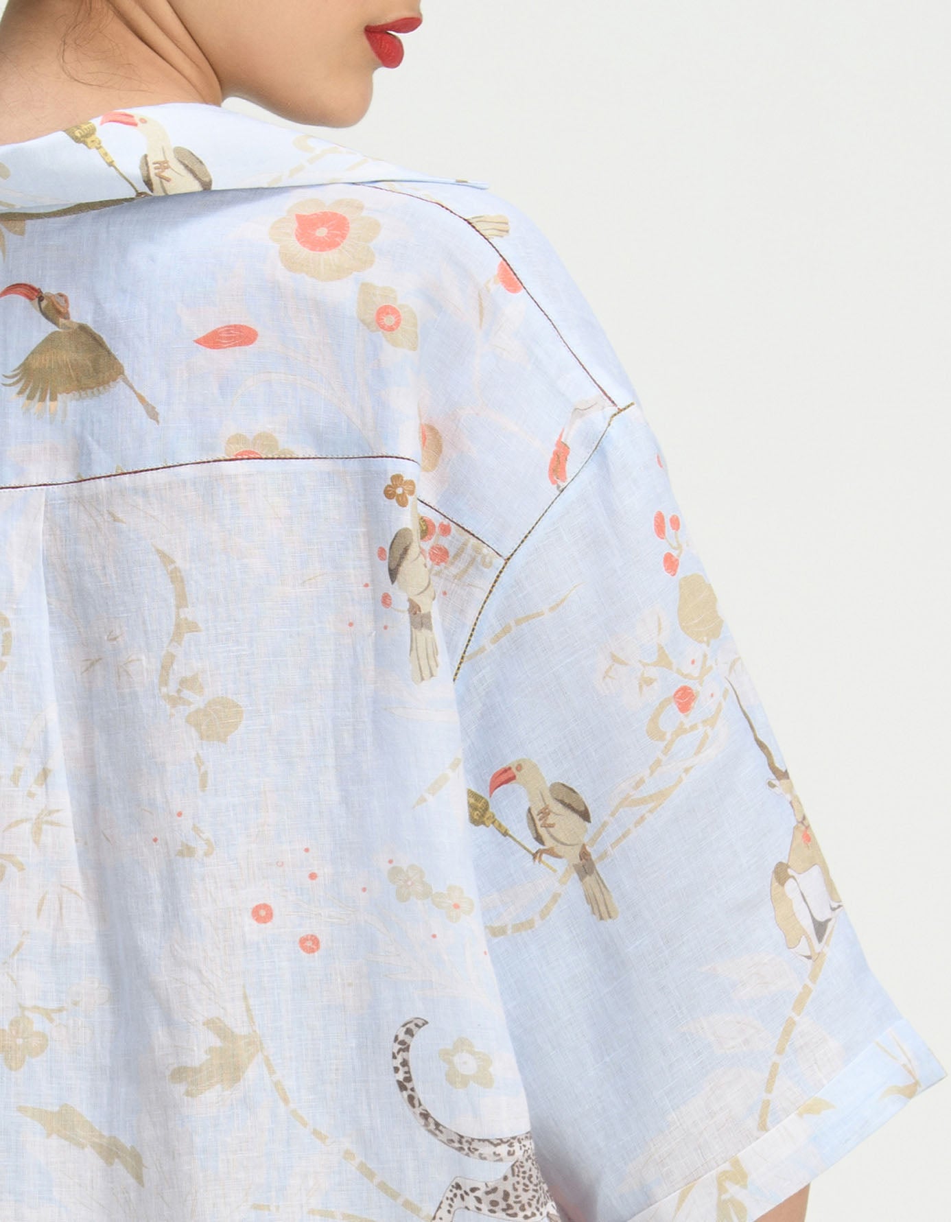 Oversized Linen Bush Shirt in Ice Blue - Comfortable & Stylish Summer Top for Women | Perfect for Beach, Vacation & Casual Outings