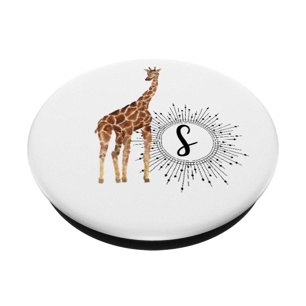 Personalized Giraffe Monogram Letter S PopSockets Phone Grip & Stand - Cute Gift for iPhone, Samsung, iPad - Perfect for Travel, Work & Daily Use