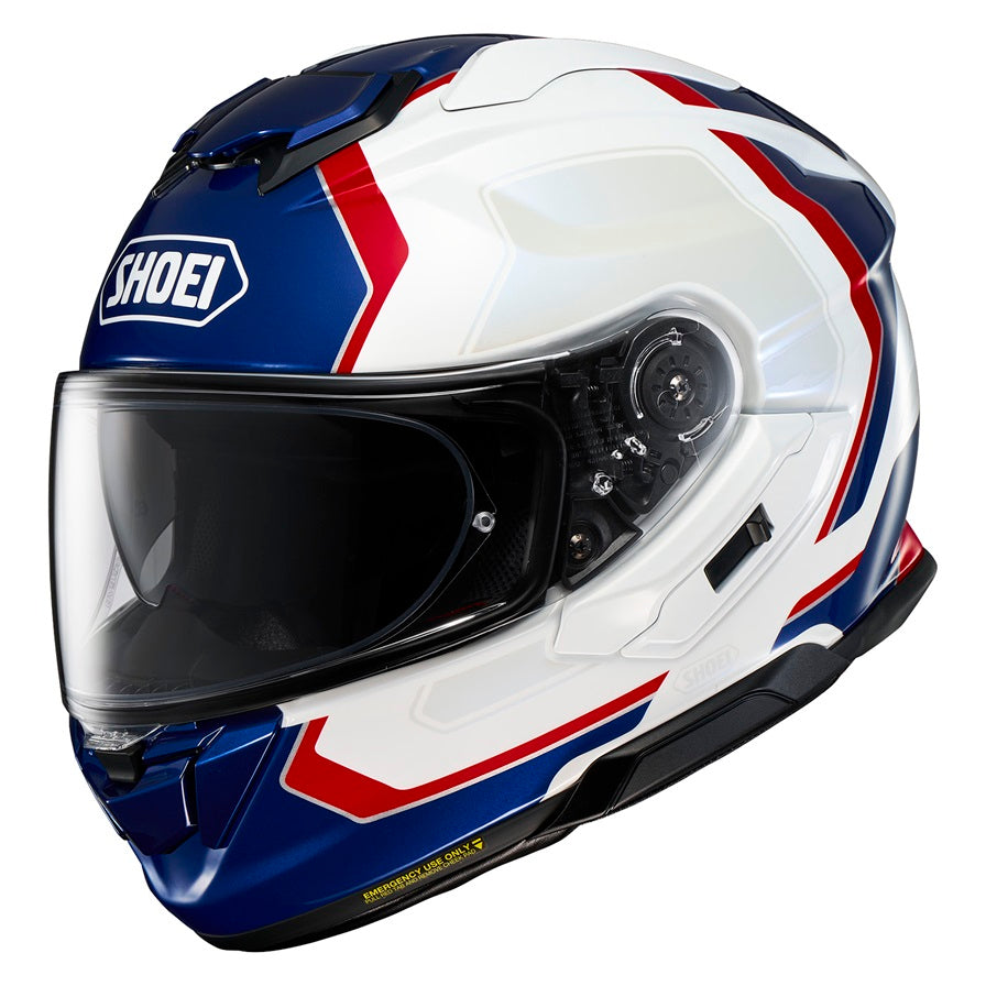 Shoei GT Air 3 Motorcycle Helmet - Realm White/Blue/Red - DOT & ECE Certified - Lightweight Full Face Helmet for Street & Touring Riders - Perfect for Long Distance Commuting & Highway Riding
