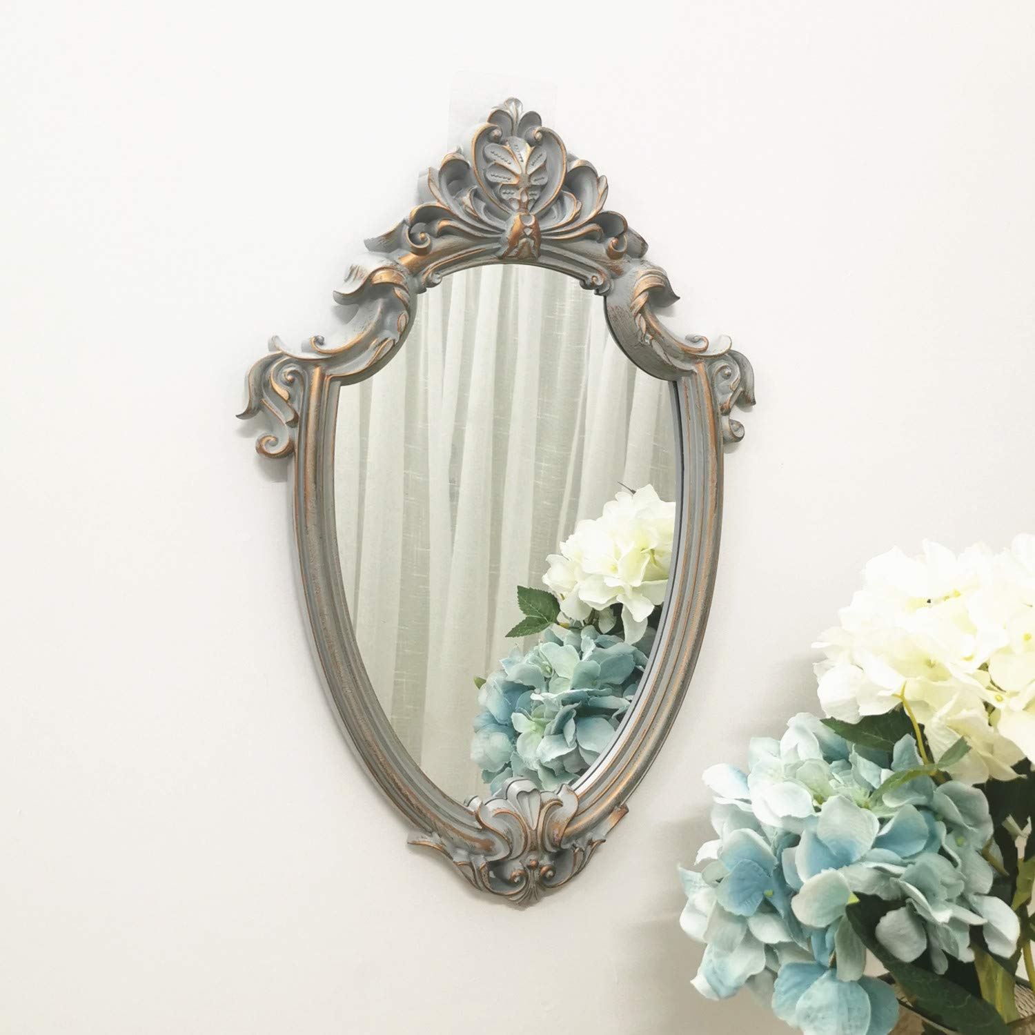 Vintage Yash Decorative Wall Mirror 11”x16.5” - Golden Gray Hanging Mirror for Bedroom, Living Room & Bathroom Decor - Perfect for Home, Office & Entryway Décor