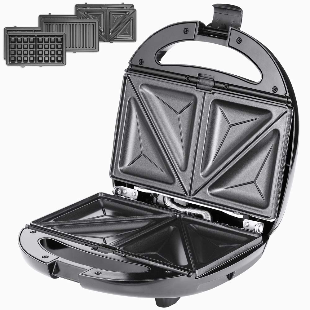 MONZANA® 3-in-1 XL Electric Contact Grill - 800W Non-Stick Surface with Safety Lock, Sandwich Maker, Waffle Iron & Panini Press - Perfect for Breakfast, BBQ Parties & Family Gatherings