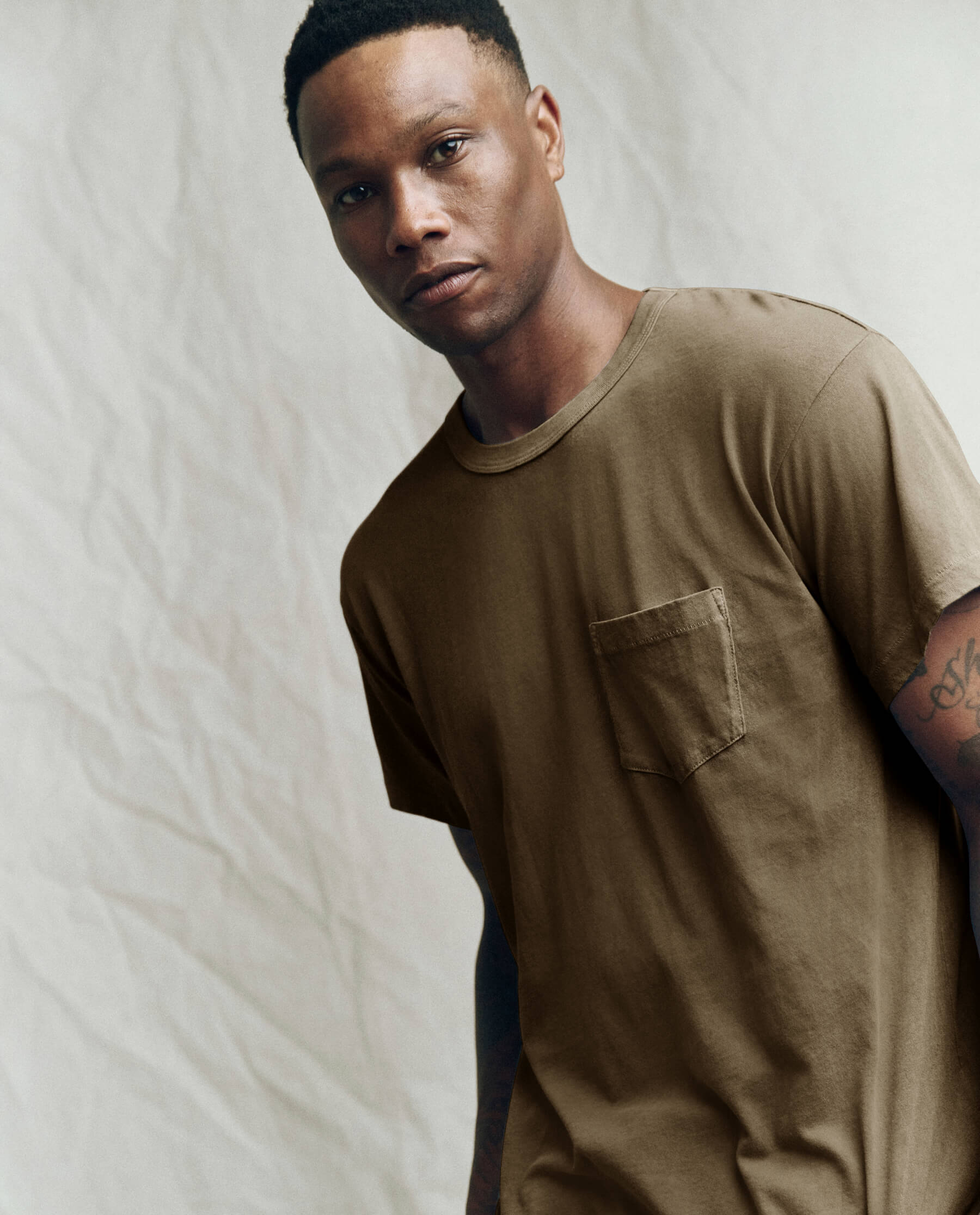 Premium Men's Pocket T-Shirt - Soft Cotton Crew Neck Tee with Chest Pocket - Dark Army Green - Casual Wear & Everyday Outfits