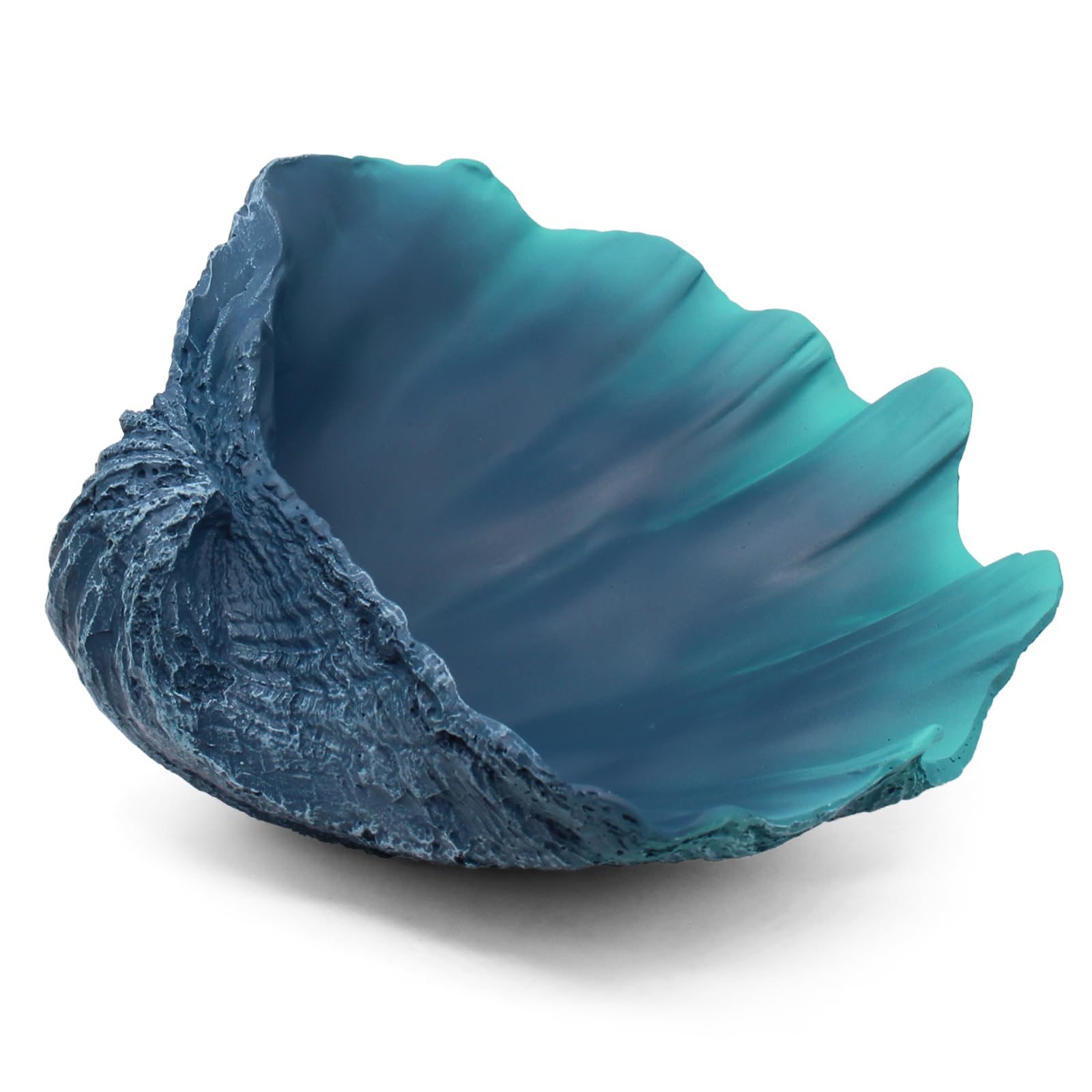 Extra Large Clam Shell Decorative Bowl - Caribbean Blue Sea Shell Storage Bowl for Coastal Beach Theme Home Decor, Table Centerpiece & Nautical Coffee Table Decor (12.4