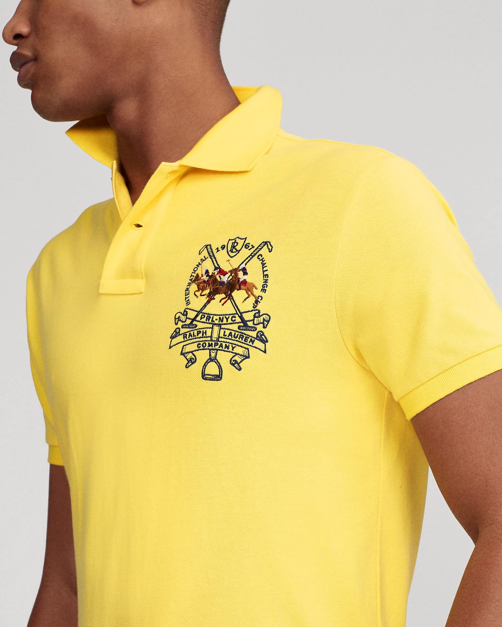 POLO RALPH LAUREN Classic Fit Mesh Triple Pony Polo Shirt for Men - Breathable Cotton, Comfortable Casual Wear (Medium, Yellow) | Perfect for Golf, Office & Summer Outfits