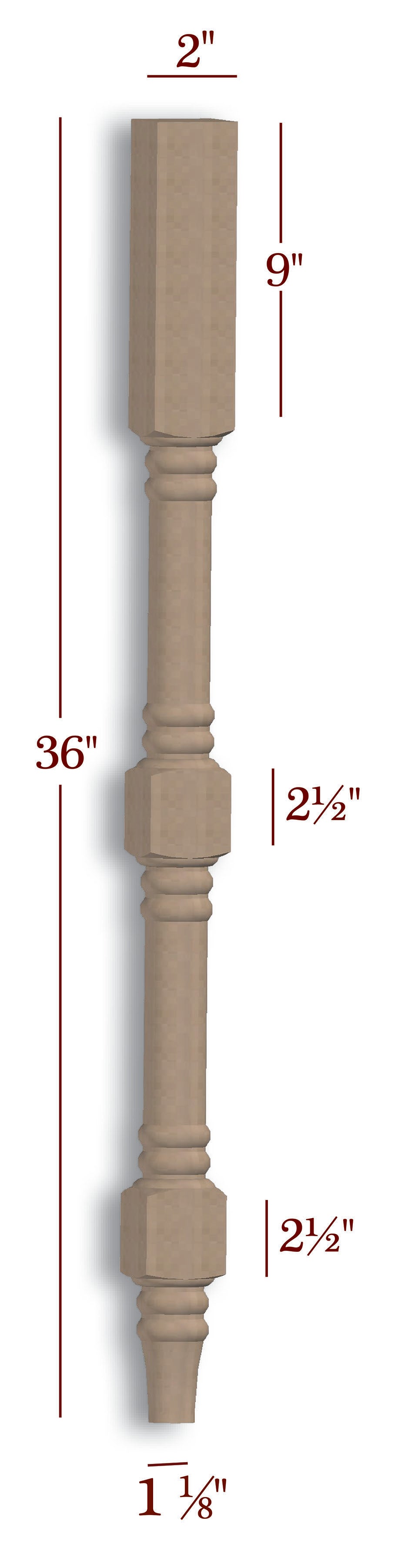Small Huntington Traditional Vanity Leg - Classic Wooden Furniture Leg for Bathroom Vanity, Dresser & Cabinet - Perfect for Home Renovation & DIY Projects