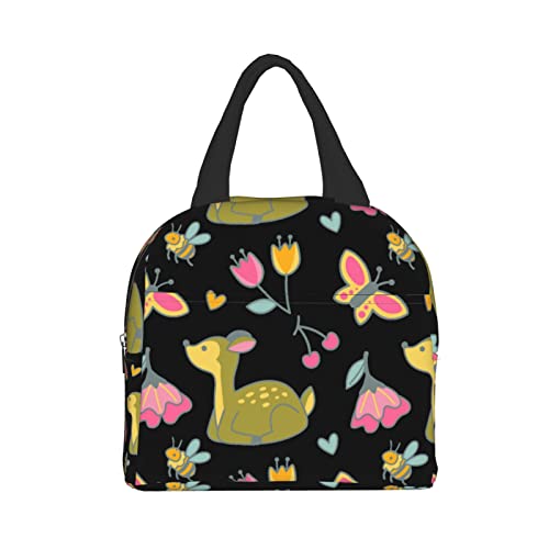 Cute Cartoon Deer With Butterfly And Bird