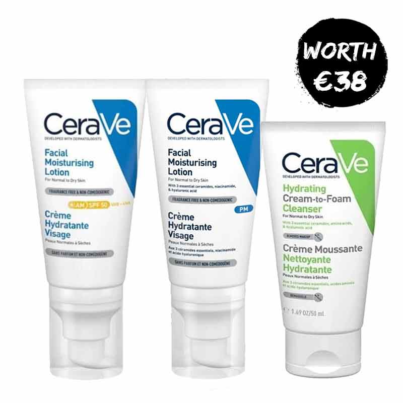 CeraVe Moisturizing Cream & PM Facial Lotion Bundle - Daily Hydration for Dry Skin, Fragrance-Free Skincare Set for Day & Night Use - Perfect for Sensitive Skin Care Routine & Travel Skincare Essentials
