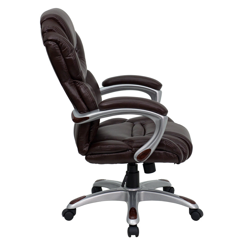 Premium FLASH Stella High Back Black LeatherSoft Executive Swivel Chair - Ergonomic Office Chair with Adjustable Arms for Home & Business Workspaces - Perfect for Long Hours of Comfortable Sitting in Office, Study or Conference Rooms
