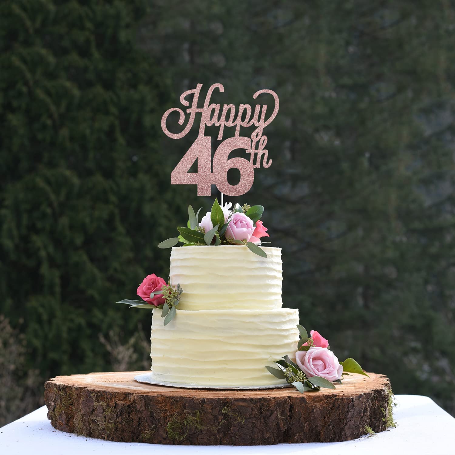 LINGTEER 46th Birthday Cake Topper - Cheers to 46 Years Old Party Decorations, Gold Foil Cake Sign for Anniversary Celebration | Perfect for Birthday Parties, Milestone Events & Photo Backdrops