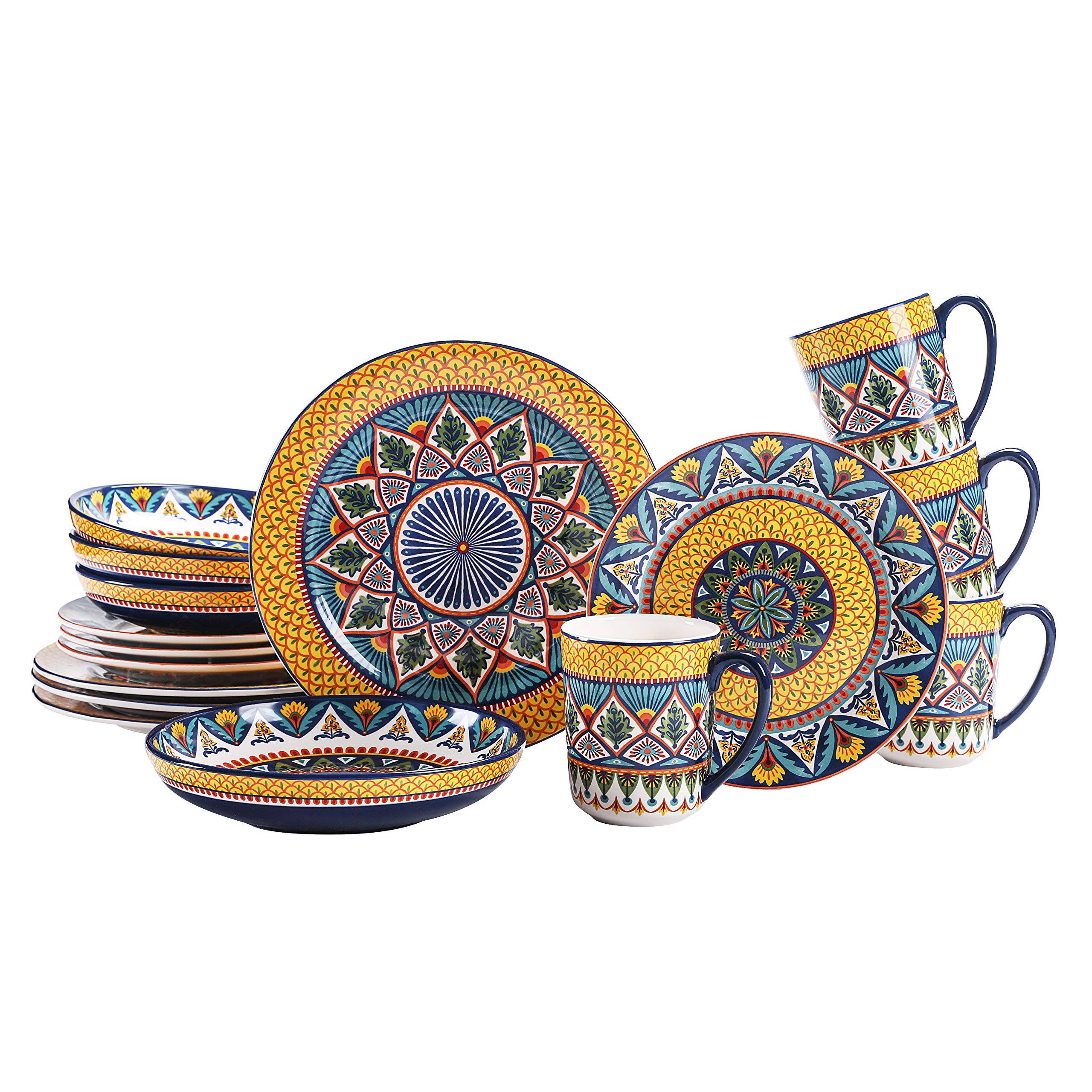 Bico Havana 16-Piece Ceramic Dinnerware Set for 4 - Includes 11
