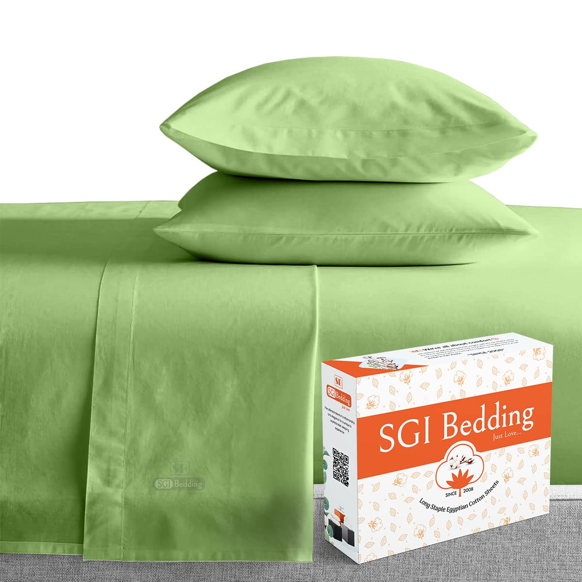 Premium 600 Thread Count Egyptian Cotton Full XL Sheet Set - Ultra Soft & Smooth 4-Piece Bedding for Full XL Mattress in Sage Green - Perfect for Guest Rooms, Dorms & Luxury Bedrooms