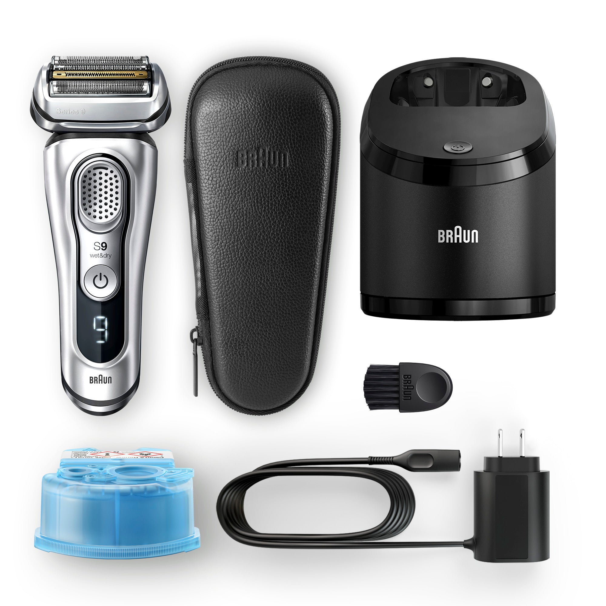 Series 9 9360cc Wet & Dry Electric Shaver with Clean & Charge Station & Leather Travel Case - Perfect for Home Use, Travel & Grooming Gifts for Men