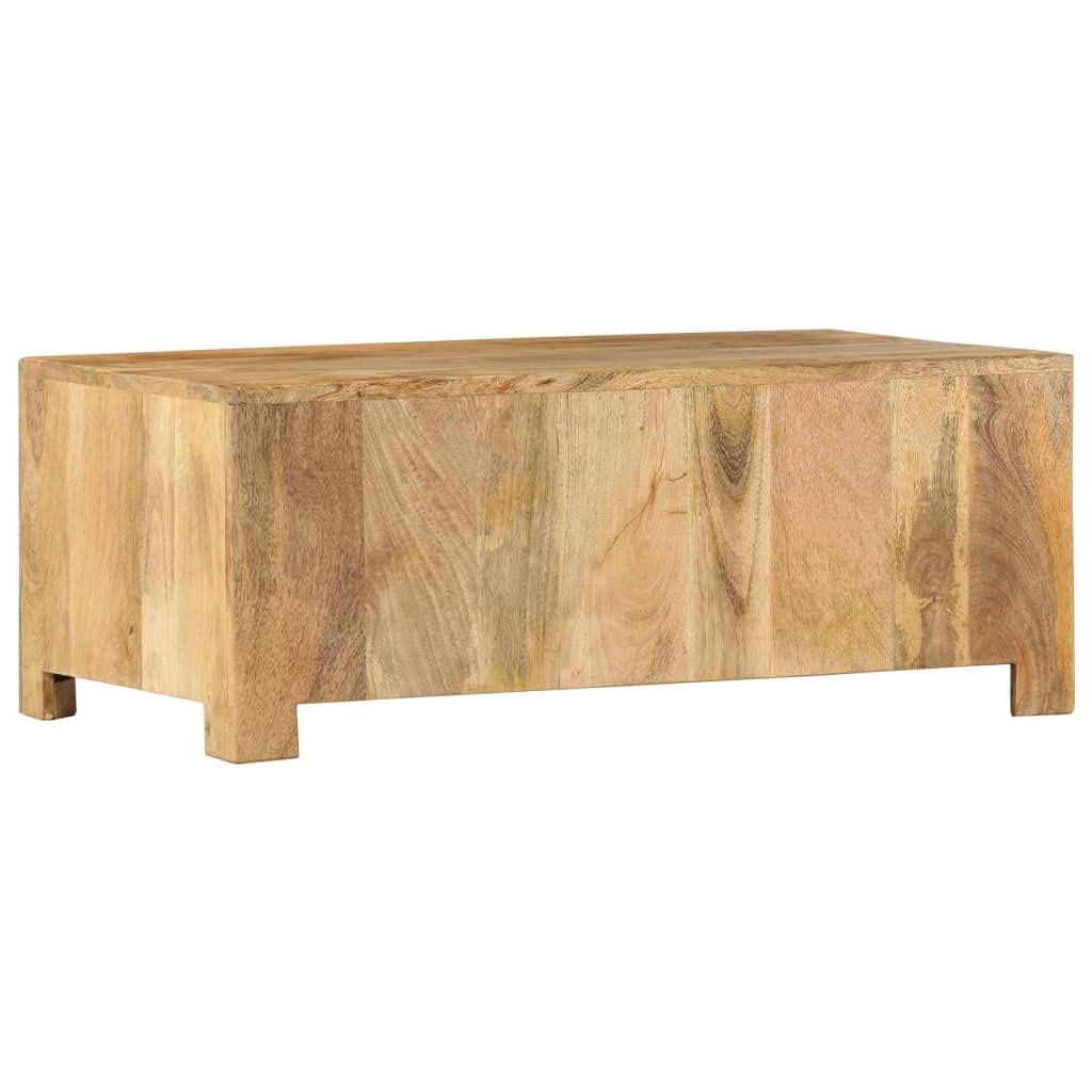 CHARMMA Solid Mango Wood Coffee Table with 4 Storage Drawers - 35.4