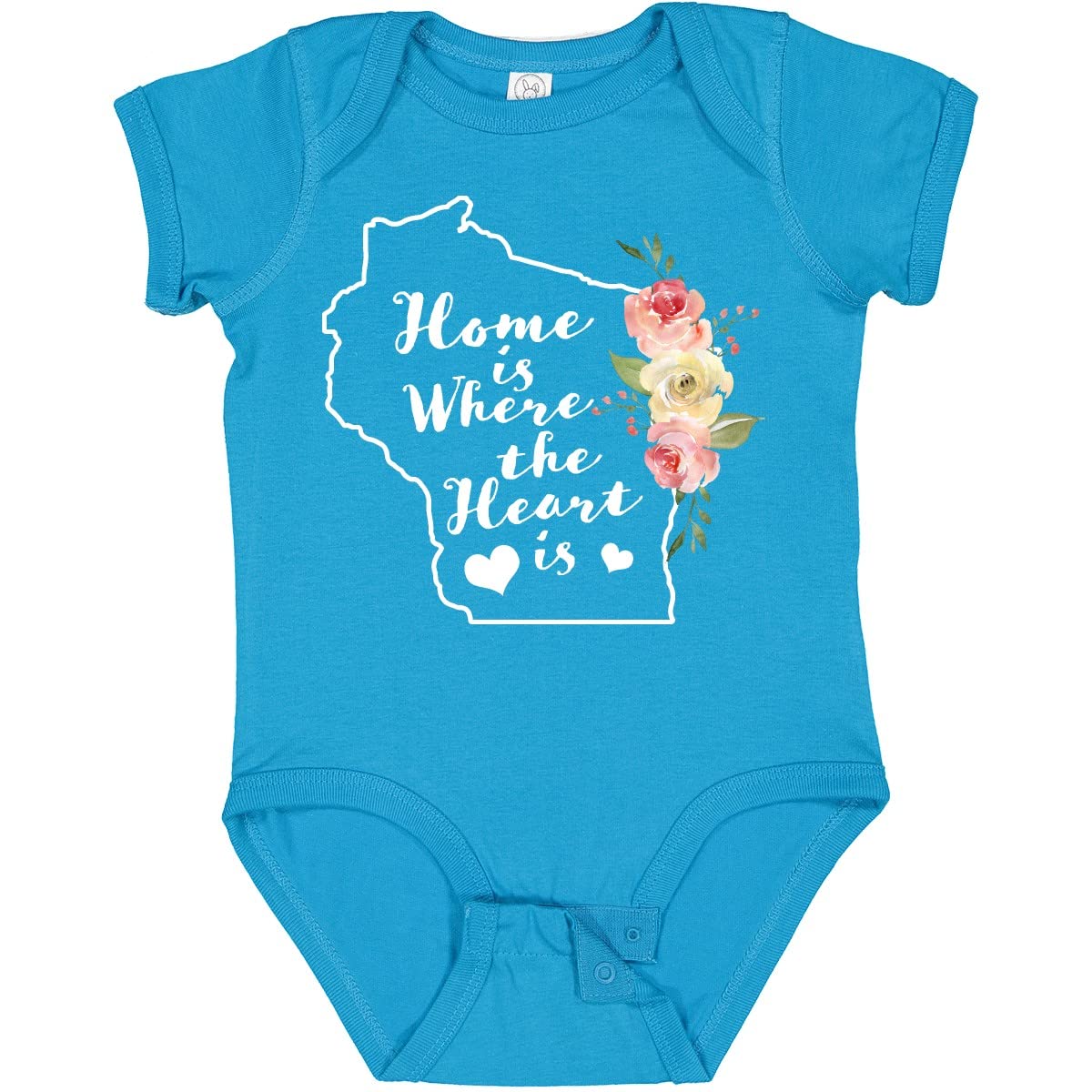 Inktastic Wisconsin Home is Where The Heart is Watercolor Baby Bodysuit - Soft Cotton Onesie for Newborns & Infants - Perfect for Family Photos, Holidays & Everyday Wear