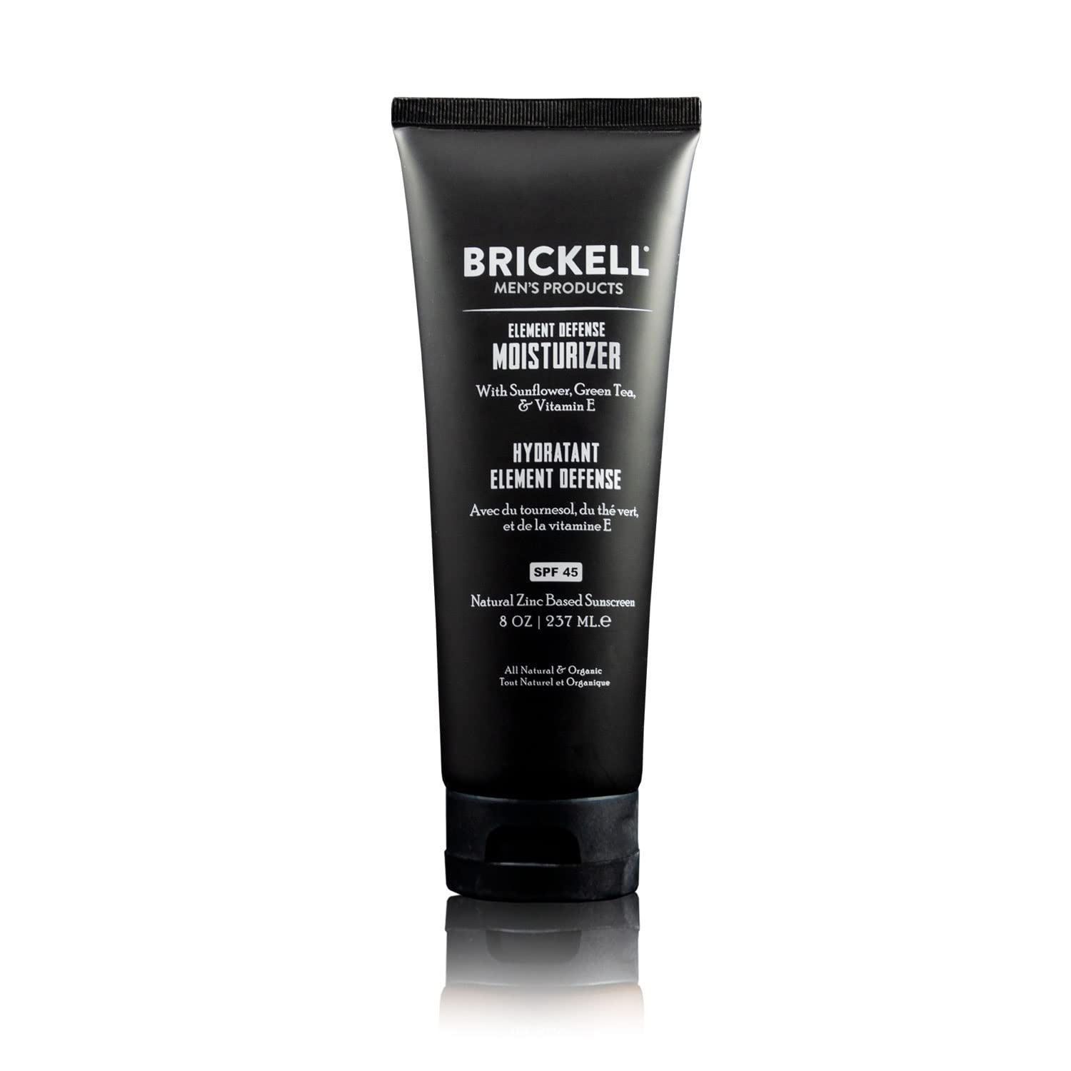 Brickell Men's Element Defense SPF45 Moisturizer - Natural & Organic Zinc Oxide Mineral Sunscreen for Hydration & UVA/UVB Protection - 8oz Unscented - Perfect for Daily Skincare & Outdoor Activities