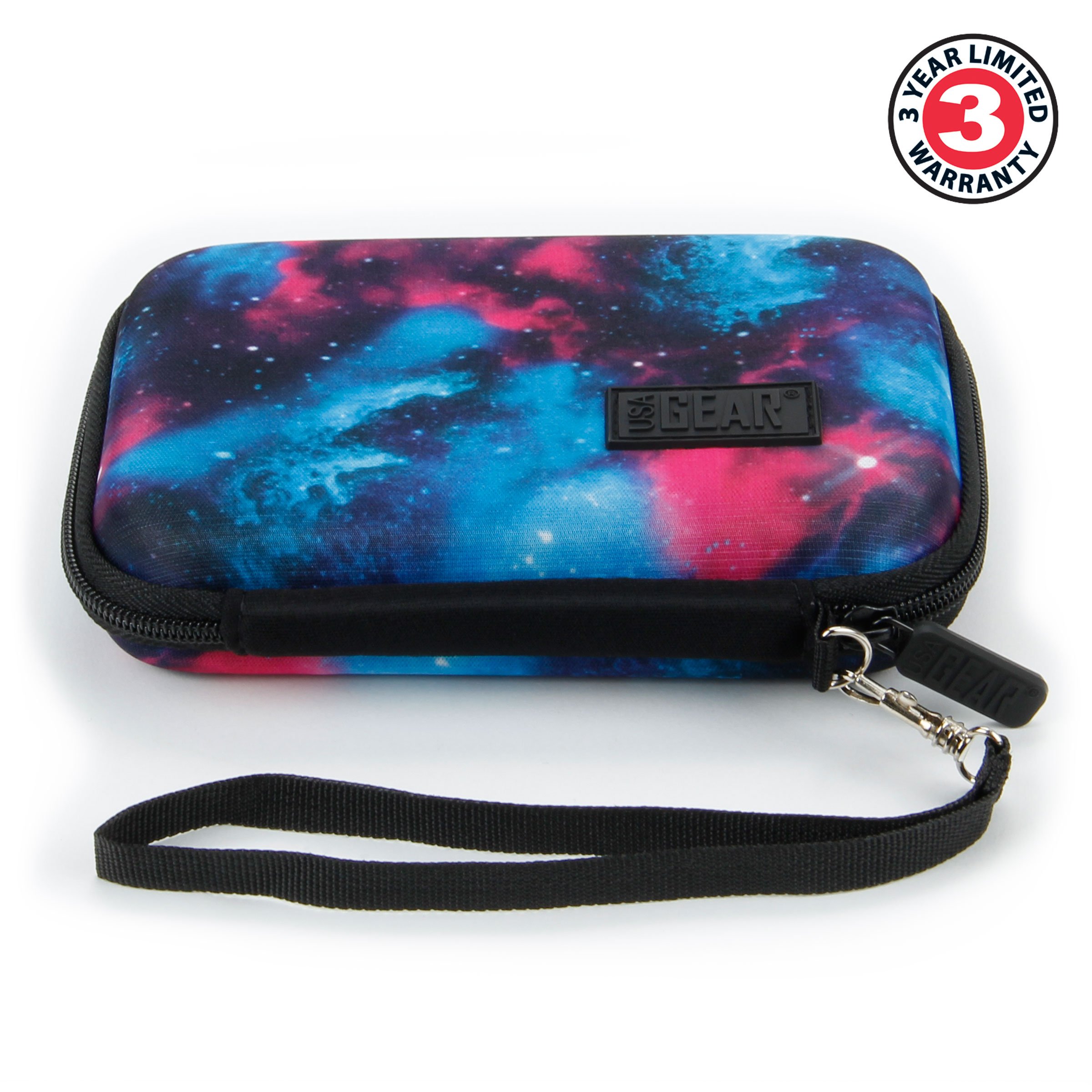 USA GEAR Hard Shell Portable Printer Case - Scratch-Resistant Interior, Wrist Strap - Compatible with HP Sprocket 2x3, Instax Mini Link 2, Kodak Printomatic & More - Perfect for Travel, Parties & Photo Printing On-The-Go - Galaxy Design
