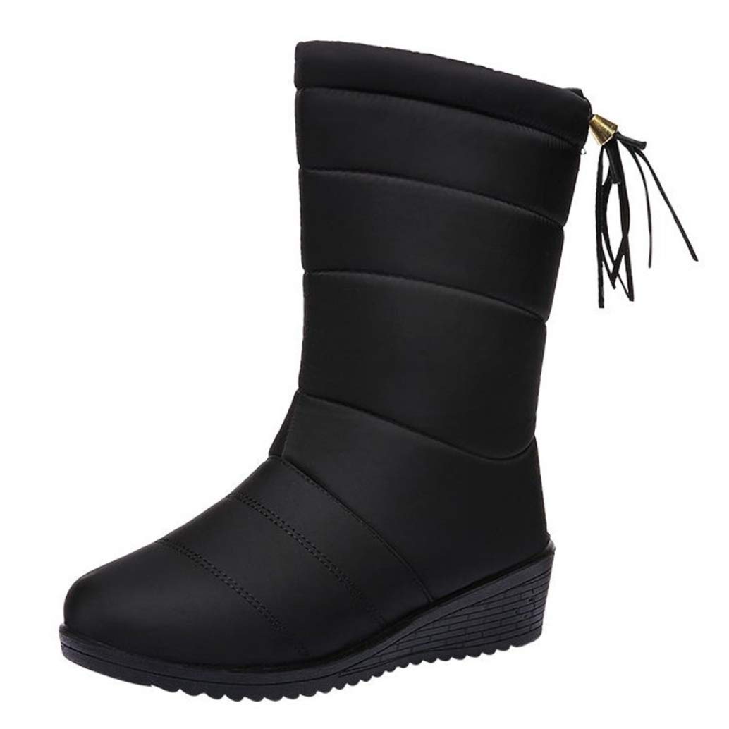 CYBLING Women's Winter Snow Boots - Waterproof, Anti-Slip, Fur Lined Mid Calf Boots for Cold Weather - Perfect for Outdoor Activities, Snow Hiking & Daily Winter Wear