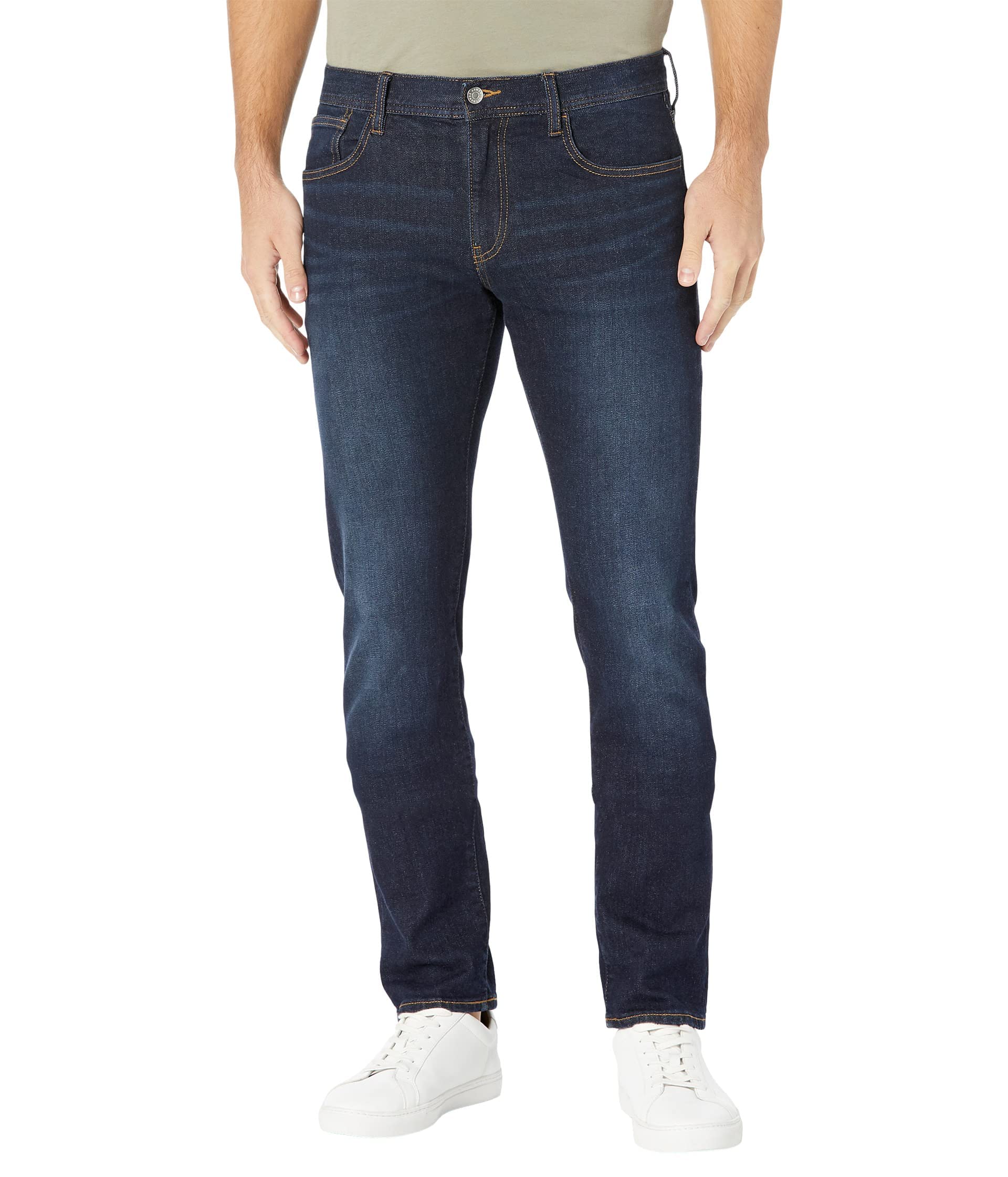 ARMANI EXCHANGE Men's Slim Fit Stretch Denim Jeans - 5 Pocket Dark Wash with Tobacco Stitching | Comfortable Cotton Blend for Casual Wear & Night Out