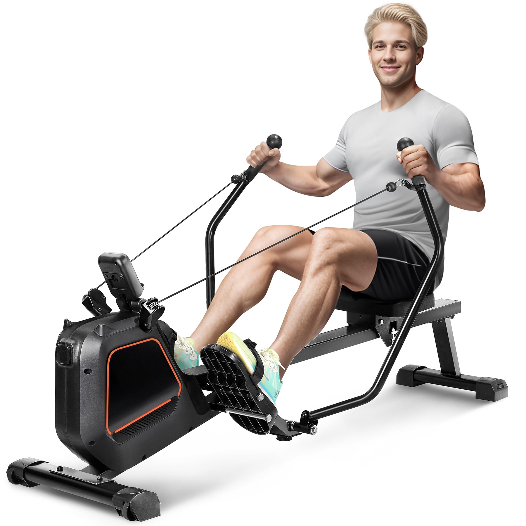 Premium Magnetic Rowing Machine for Home - 16-Level Quiet Resistance, Foldable Design, 350LB Weight Capacity with Digital Monitor - Perfect for Home Gym, Cardio Workouts & Full-Body Training