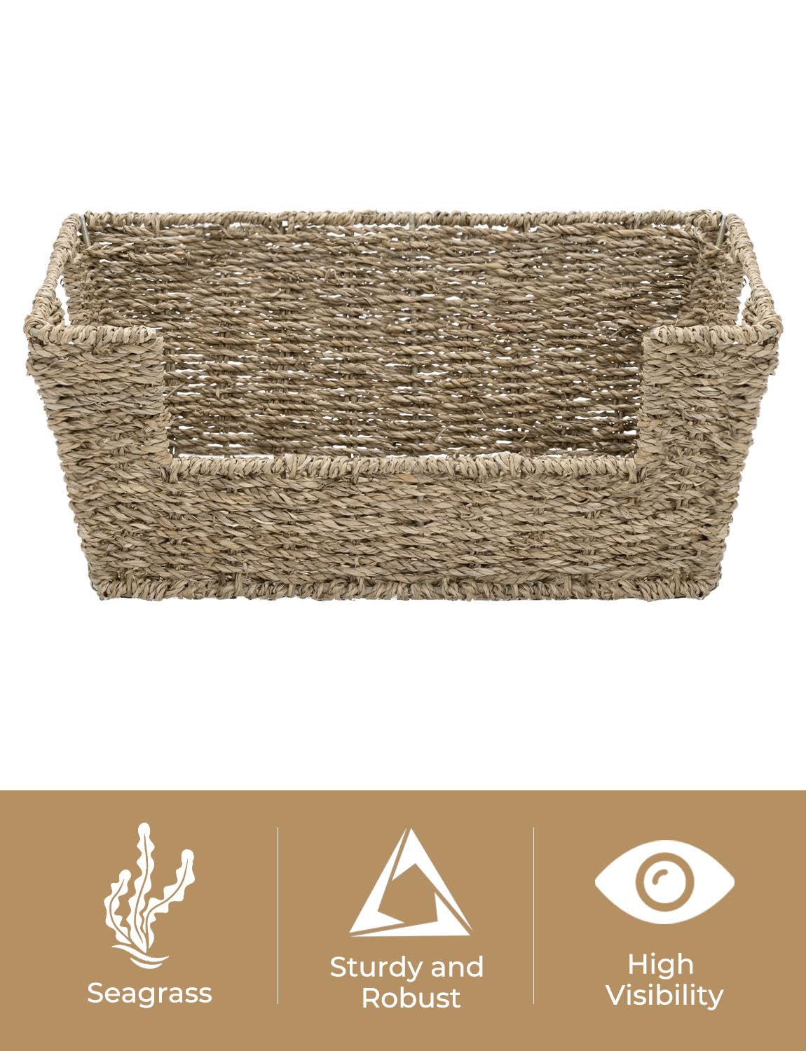 Seagrass Wicker Storage Baskets - 2 Pack Handwoven Pantry & Shelf Organizers for Home Decor, Kitchen Storage, and Closet Organization | Natural Woven Baskets for Fruits, Blankets, Toys & More