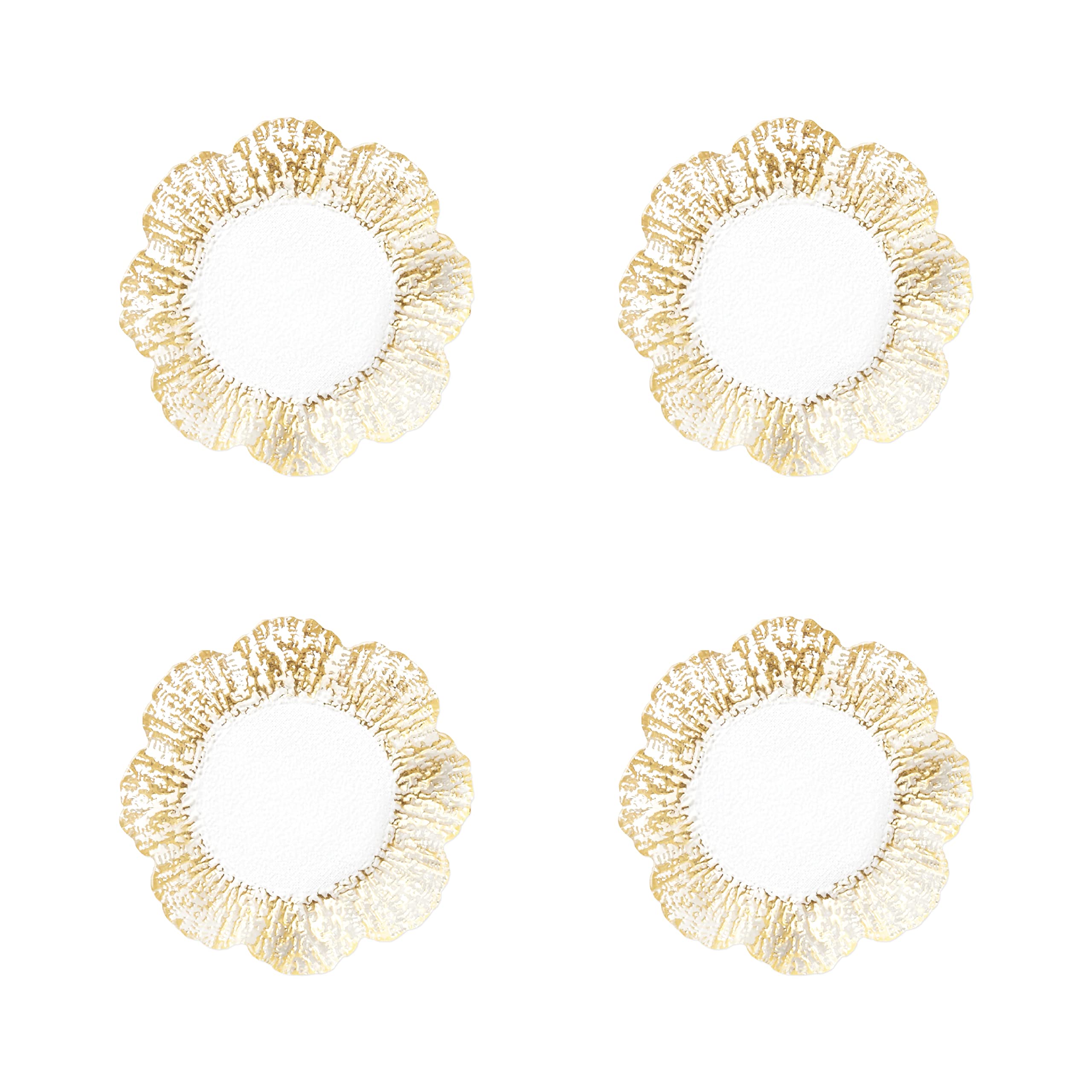 Vietri Rufolo Gold Collection Italian Dinnerware Set - Elegant Canape Plates (Set of 4) for Fine Dining, Entertaining & Luxury Home Decor