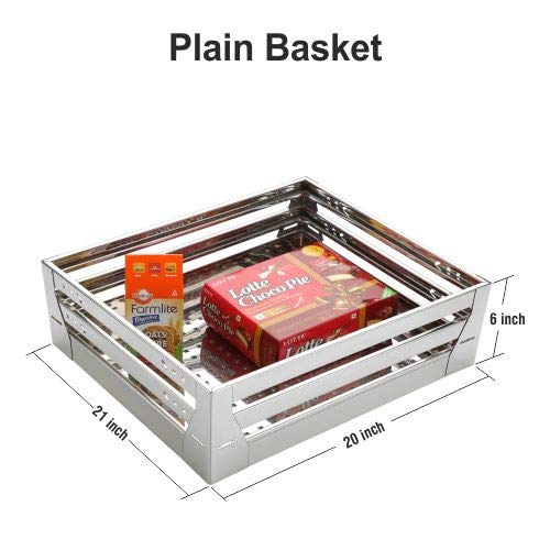 SmartSlide Stainless Steel Modular Kitchen Basket - 3-Pack Kitchen Storage Organizer with Drawers (21x20 Inch) for Utensils, Spices & Cookware - Perfect for Pantry, Countertop & Cabinet Organization